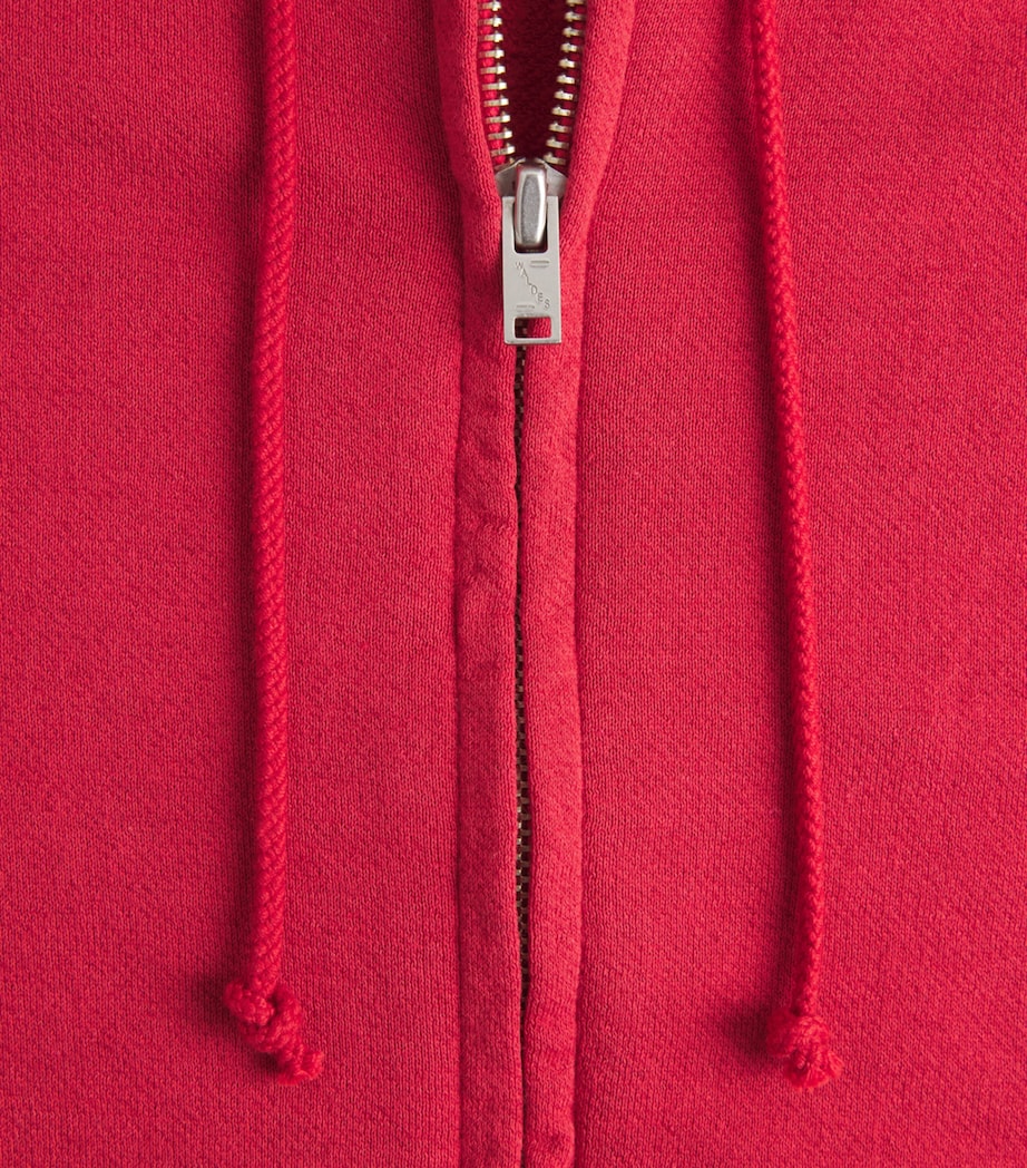 Auralee Mens Cotton-Wool-Silk Zip-Up Hoodie Red Image 6