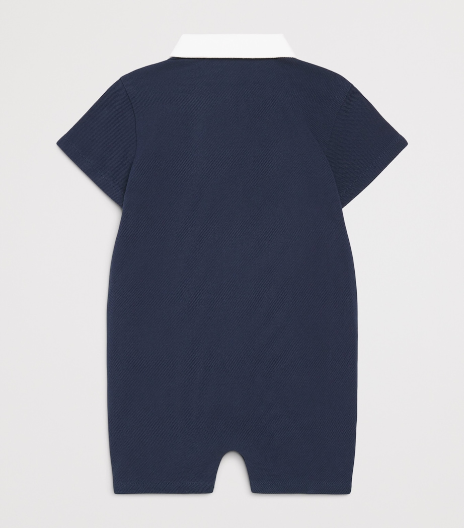 Balmain Kids Cotton Jersey Playsuit (3-18 Months) Blue/white Image 2
