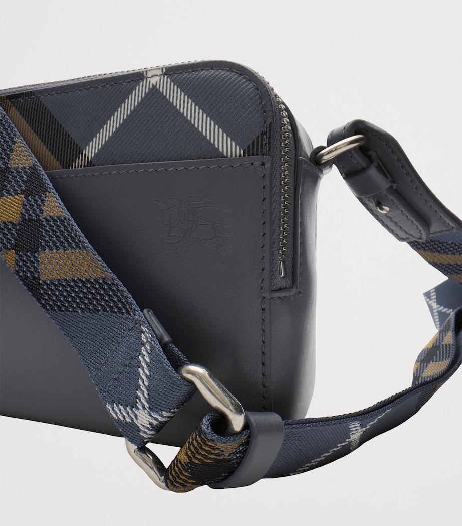 Burberry Leather Check Pop Cross-Body Bag Wave Blue Image 5