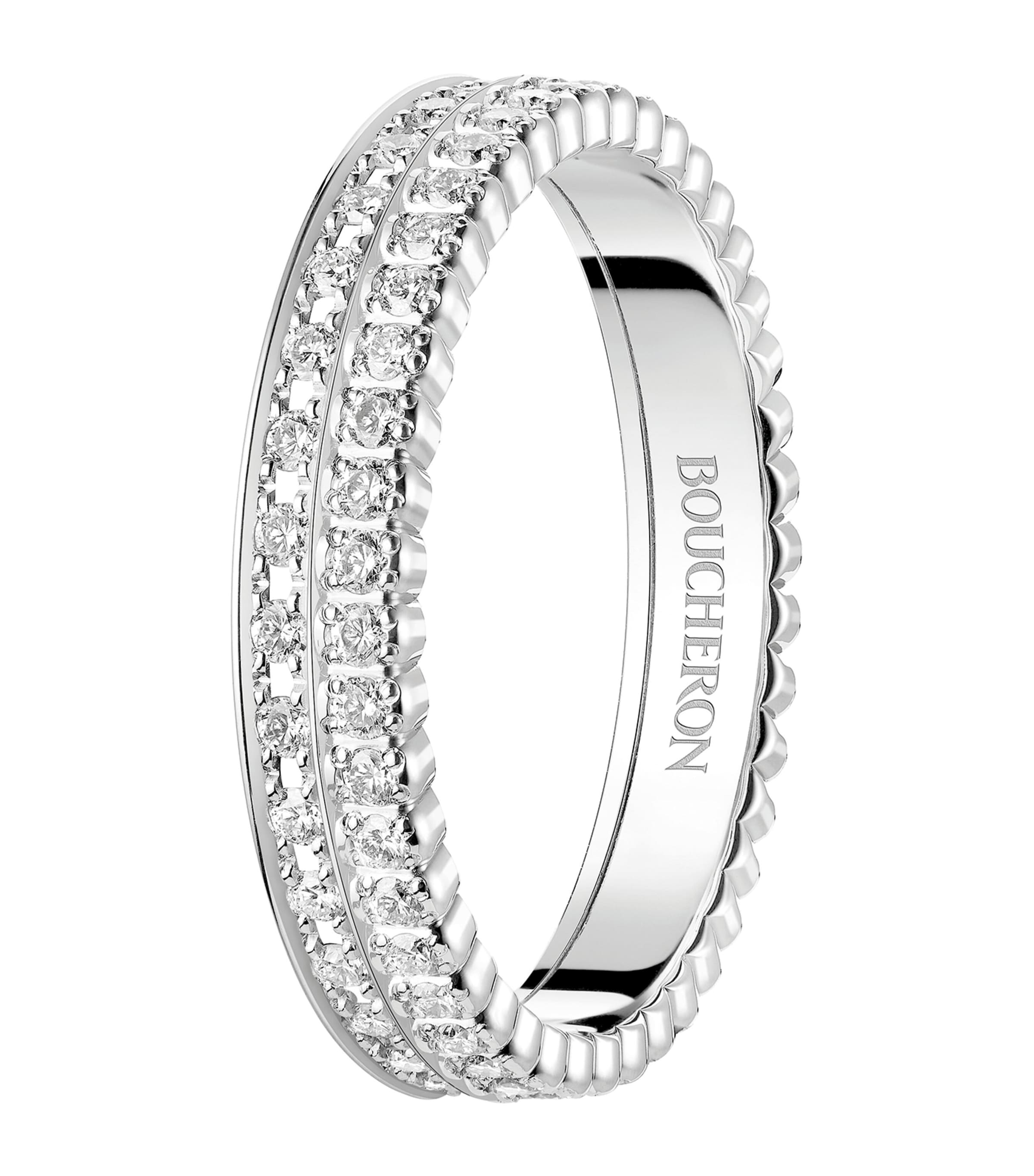 White Gold and Diamond Quatre Radiant Wedding Band WHITE Image 2