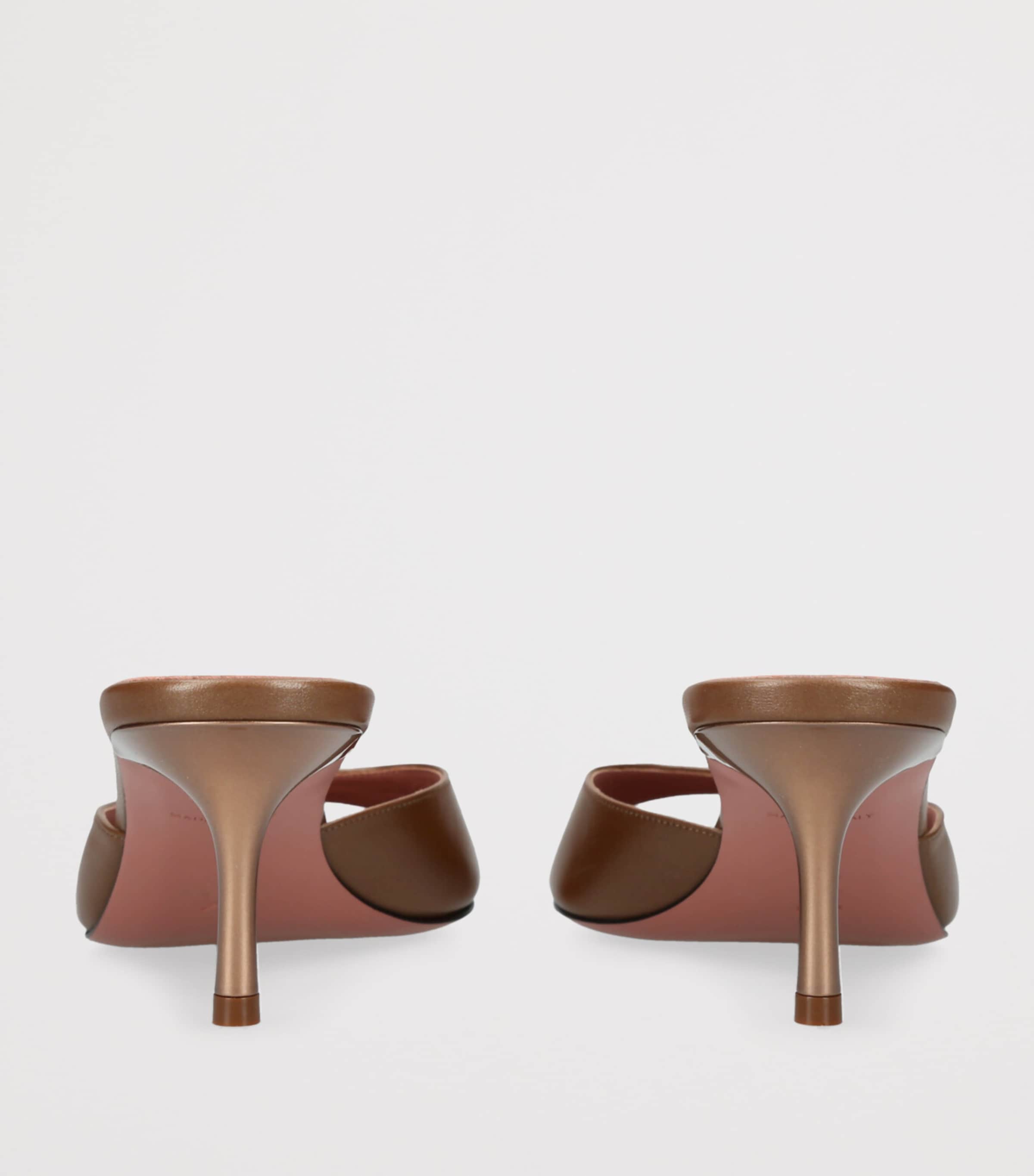 Amina Muaddi Leather Jeanne Heeled Mules 60 Brown/oth Image 2