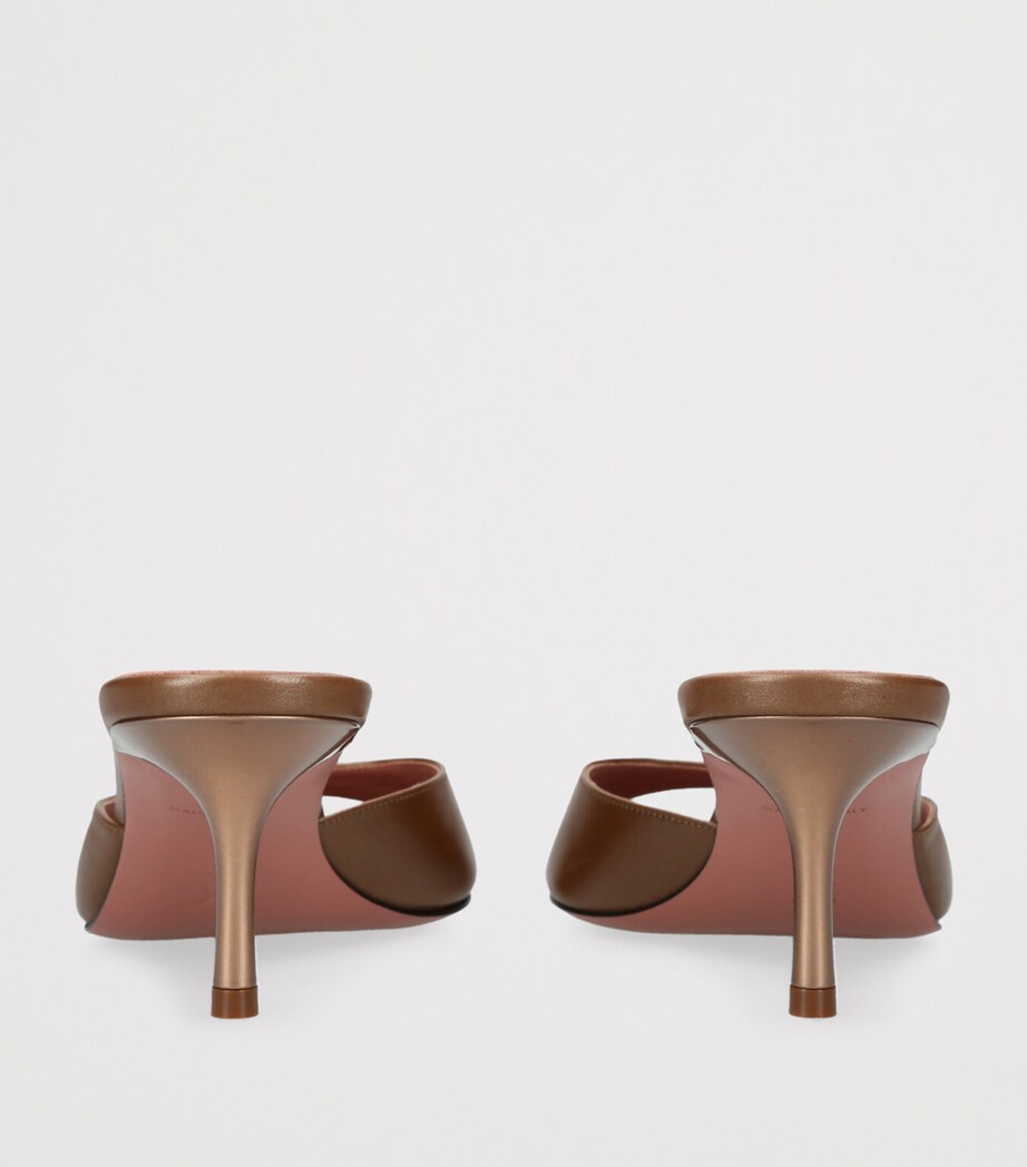 Amina Muaddi Leather Jeanne Heeled Mules 60 Brown/oth Image 2