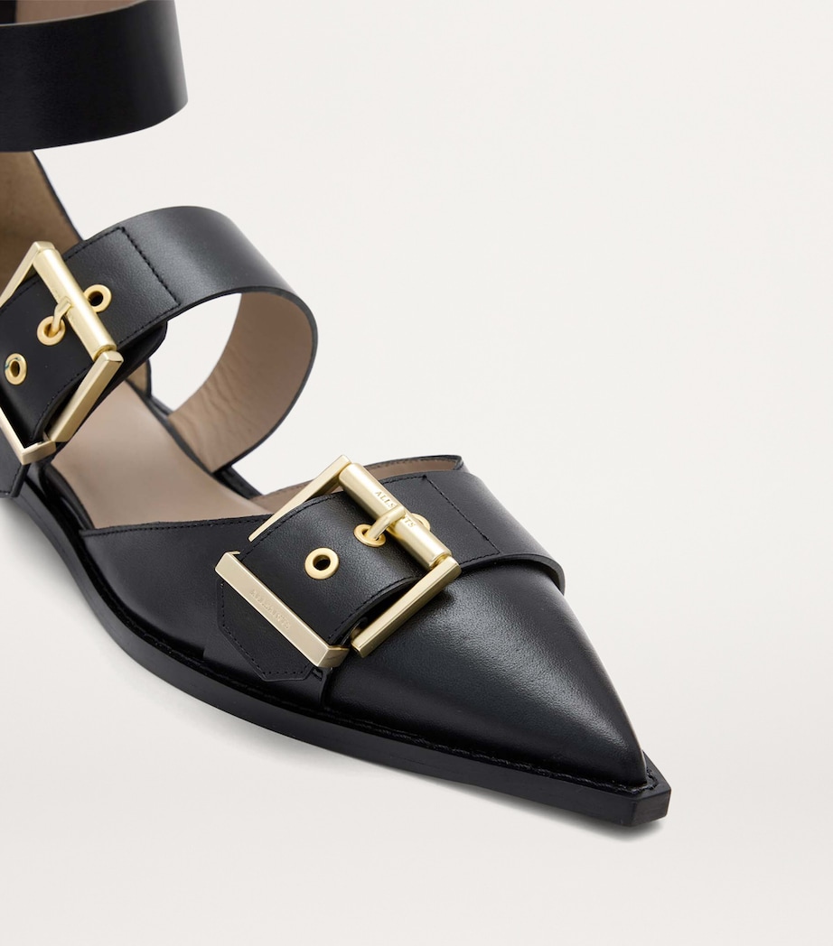 Leather Sutton Buckle Flats BLACK Image 4