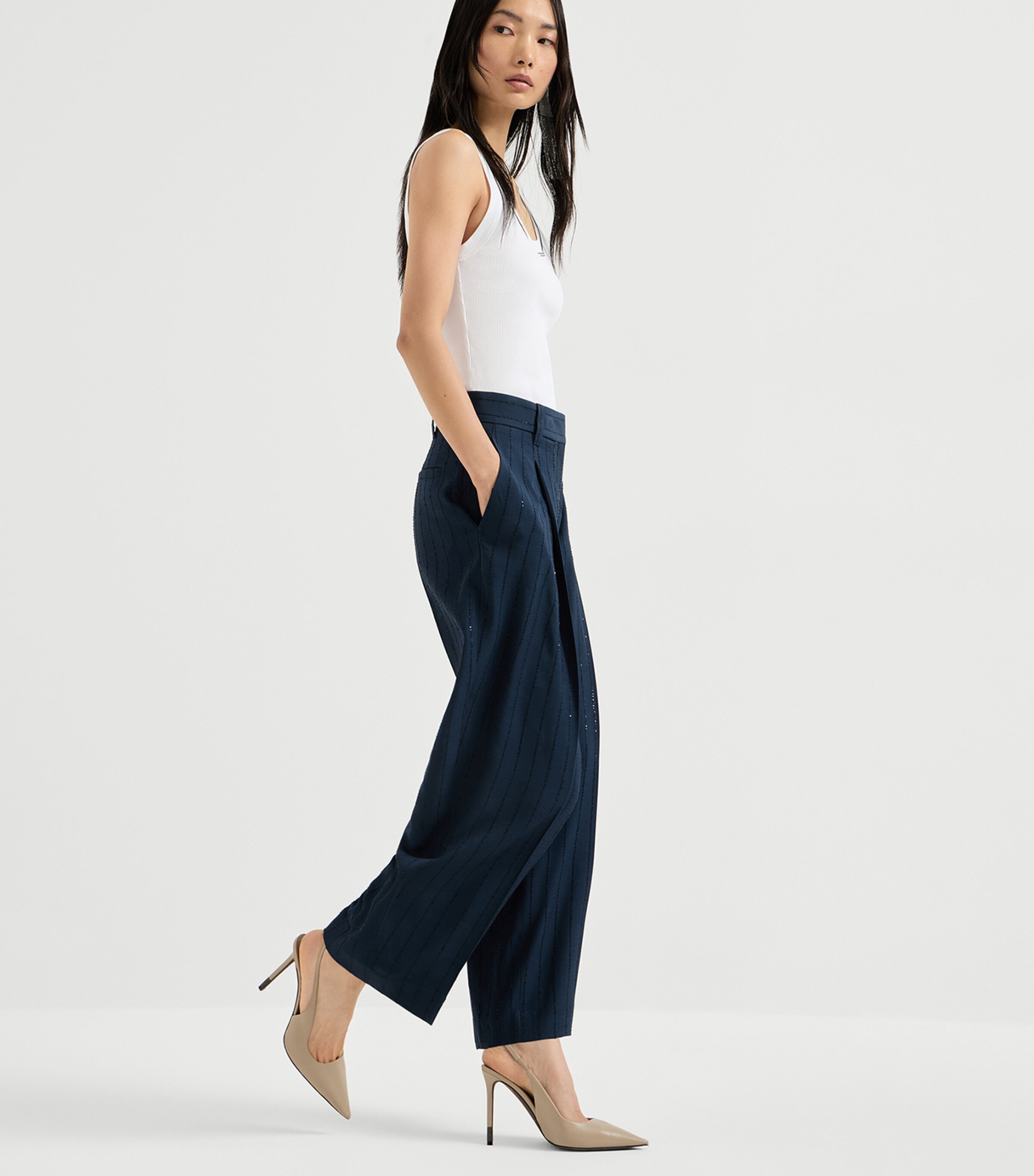 Brunello Cucinelli Womens Dazzling Stripe Trousers Image 4