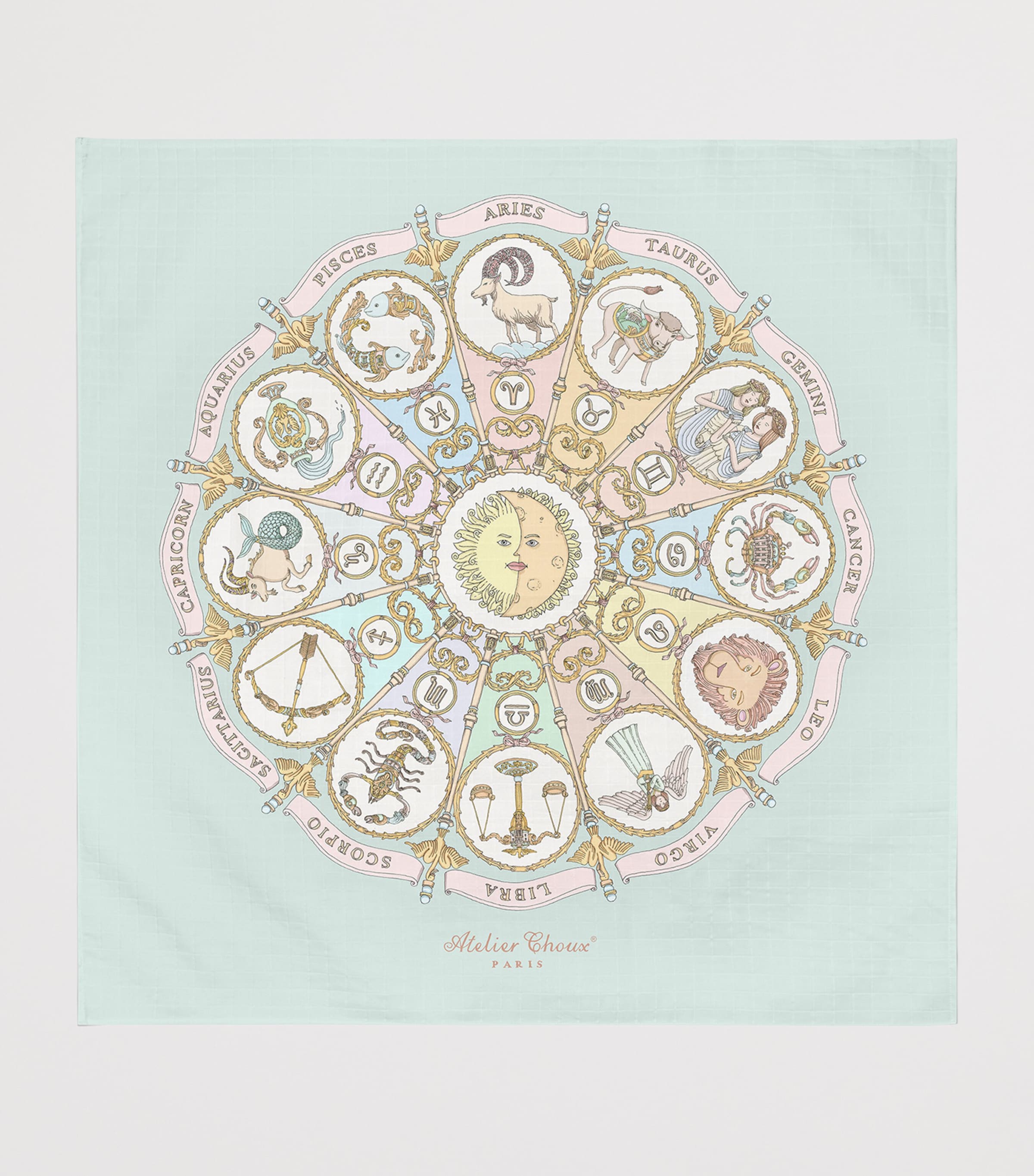 Atelier Choux Organic Cotton Zodiac Swaddle and Bib Gift Set Blue Image 2