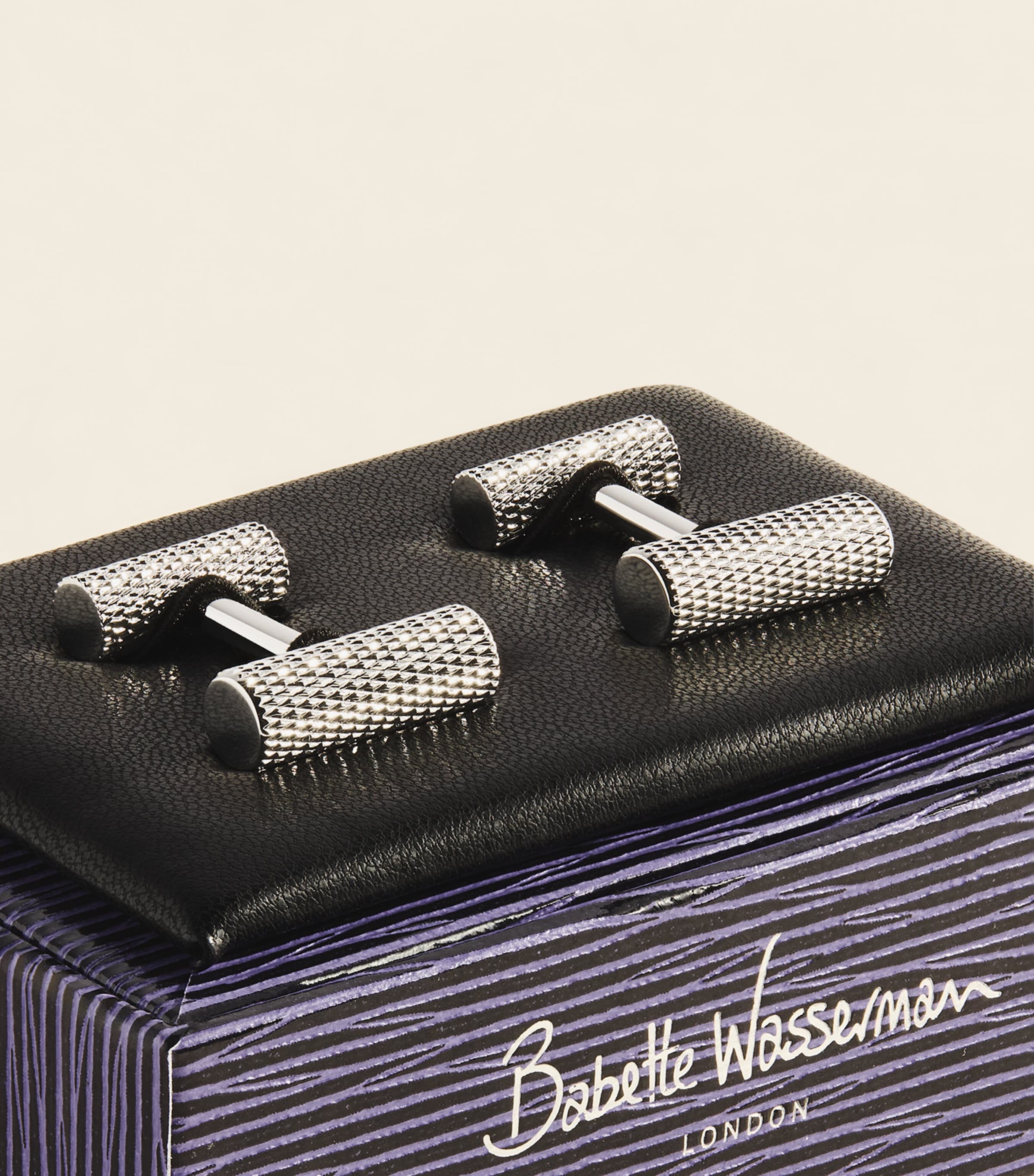 Babette Wasserman Rhodium-Plated Thread Bar Cufflinks Rhodium Image 3
