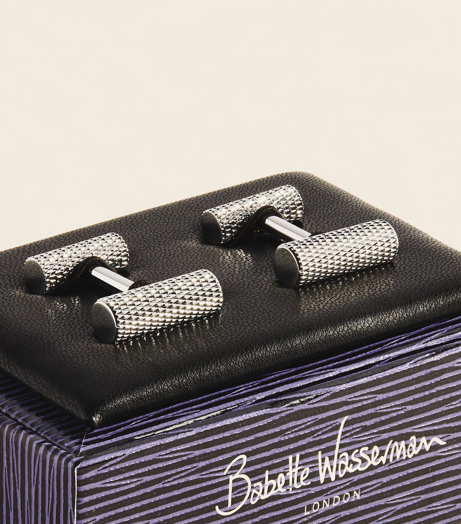 Babette Wasserman Rhodium-Plated Thread Bar Cufflinks Rhodium Image 3