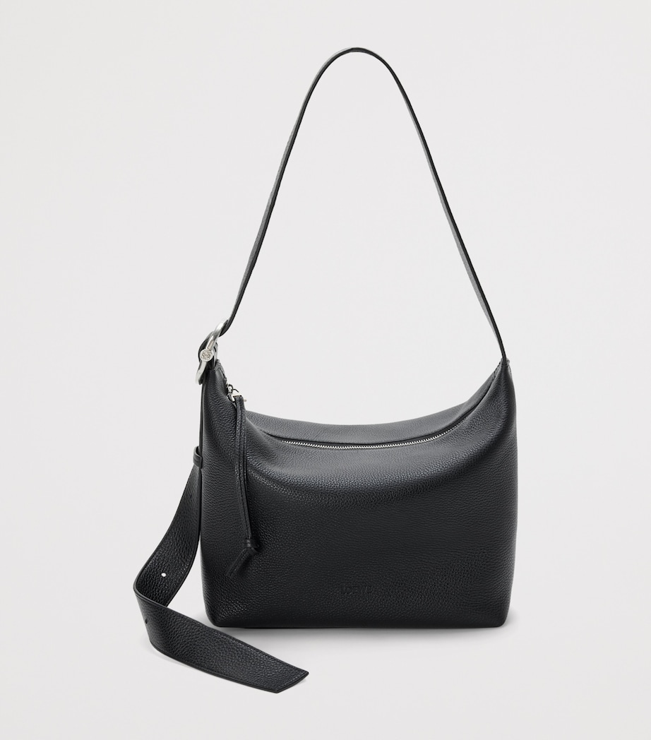 Leather Loop Hobo Shoulder Bag BLACK Image 3