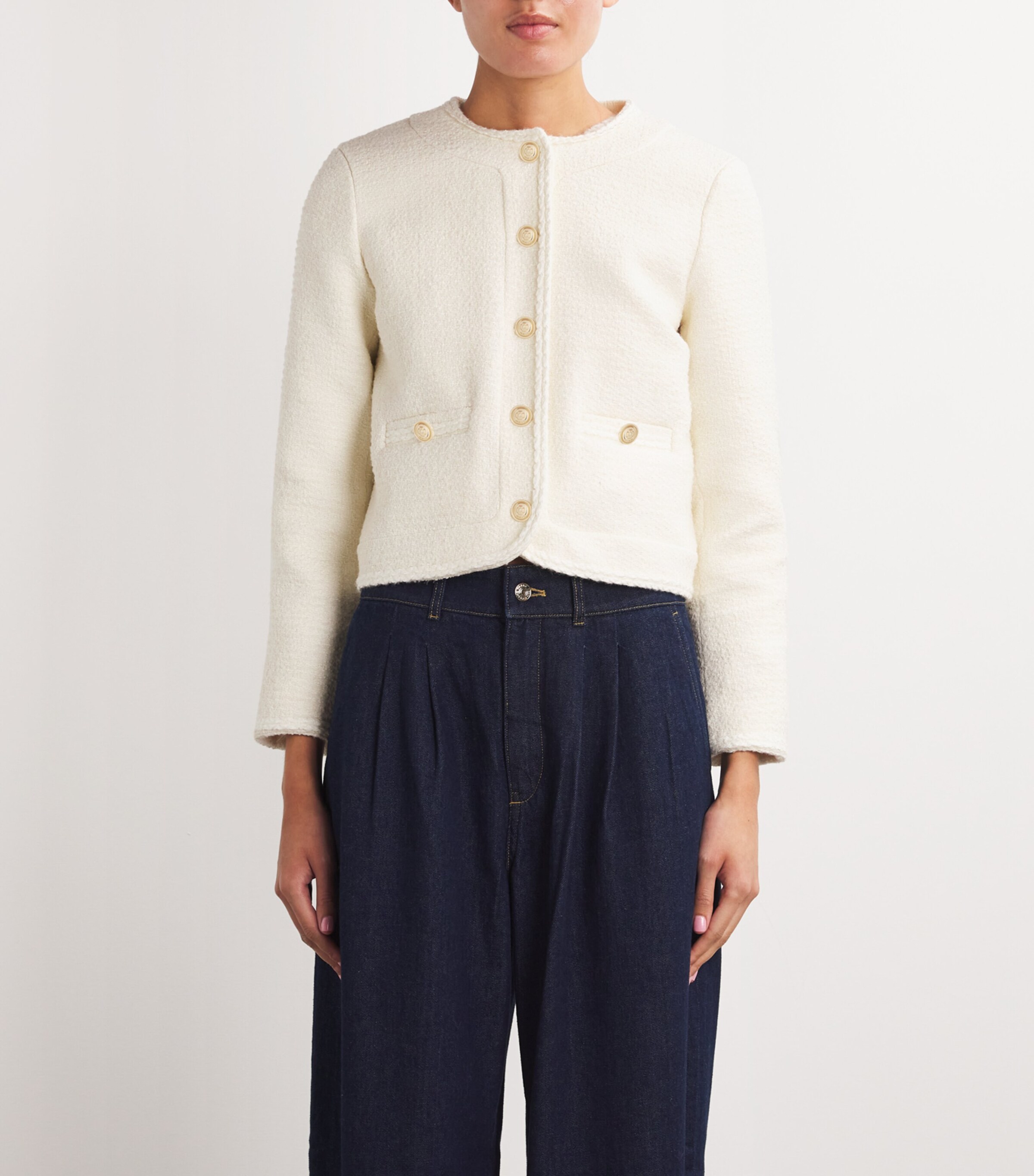 Tweed Button-Embellished Jacket ECRU Image 3