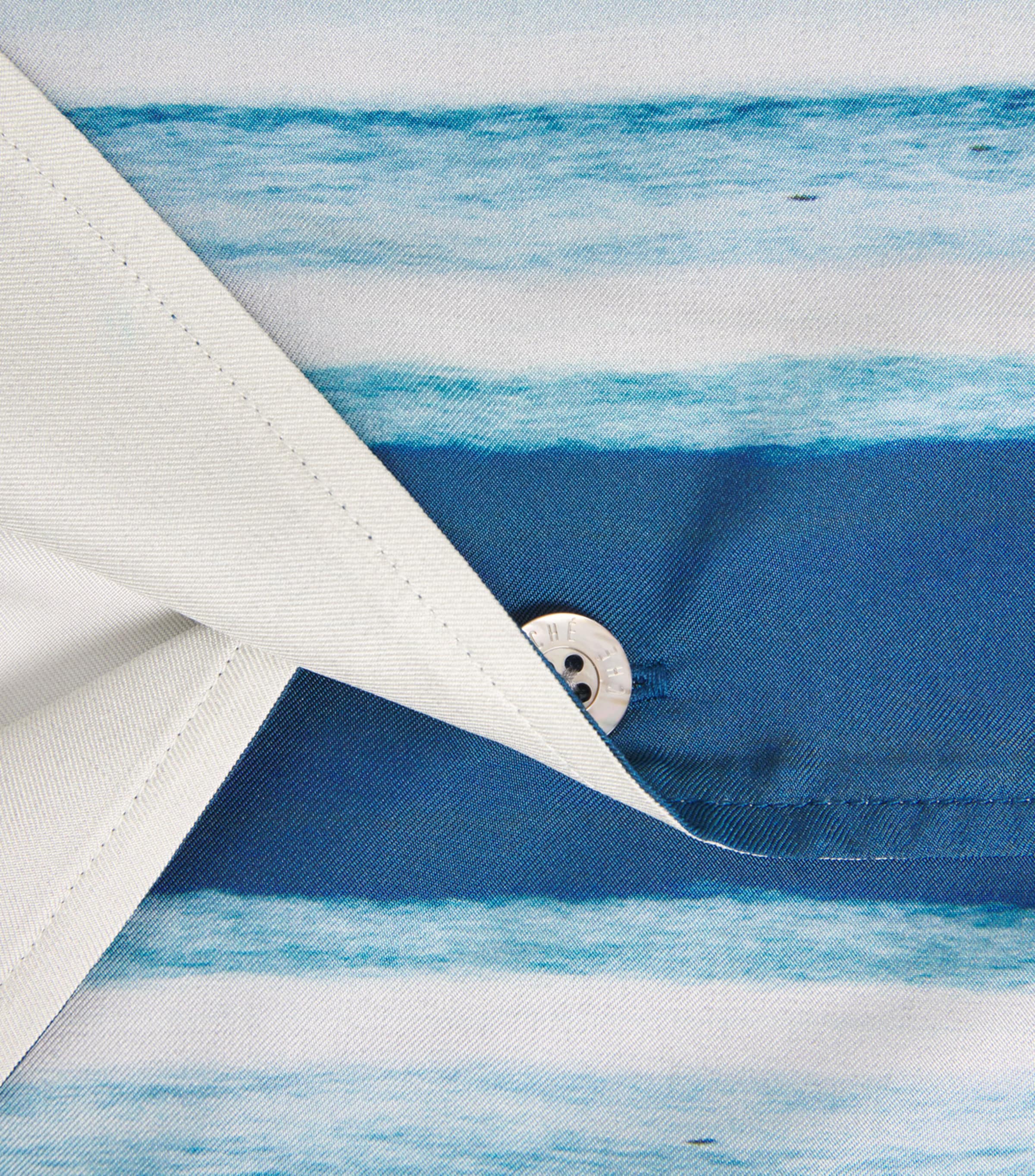 CHÉ Mens Silk Bloom Print Shirt Blue Image 6