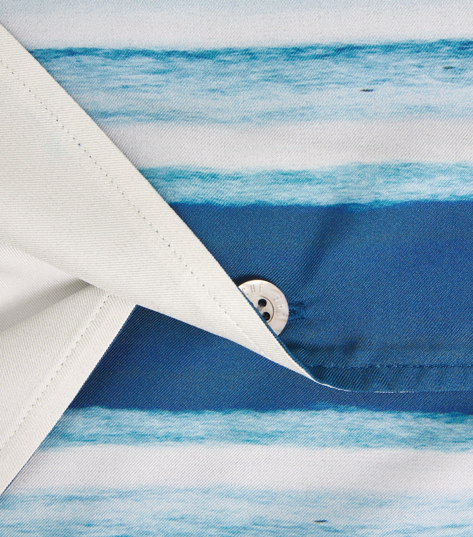 CHÉ Mens Silk Bloom Print Shirt Blue Image 6