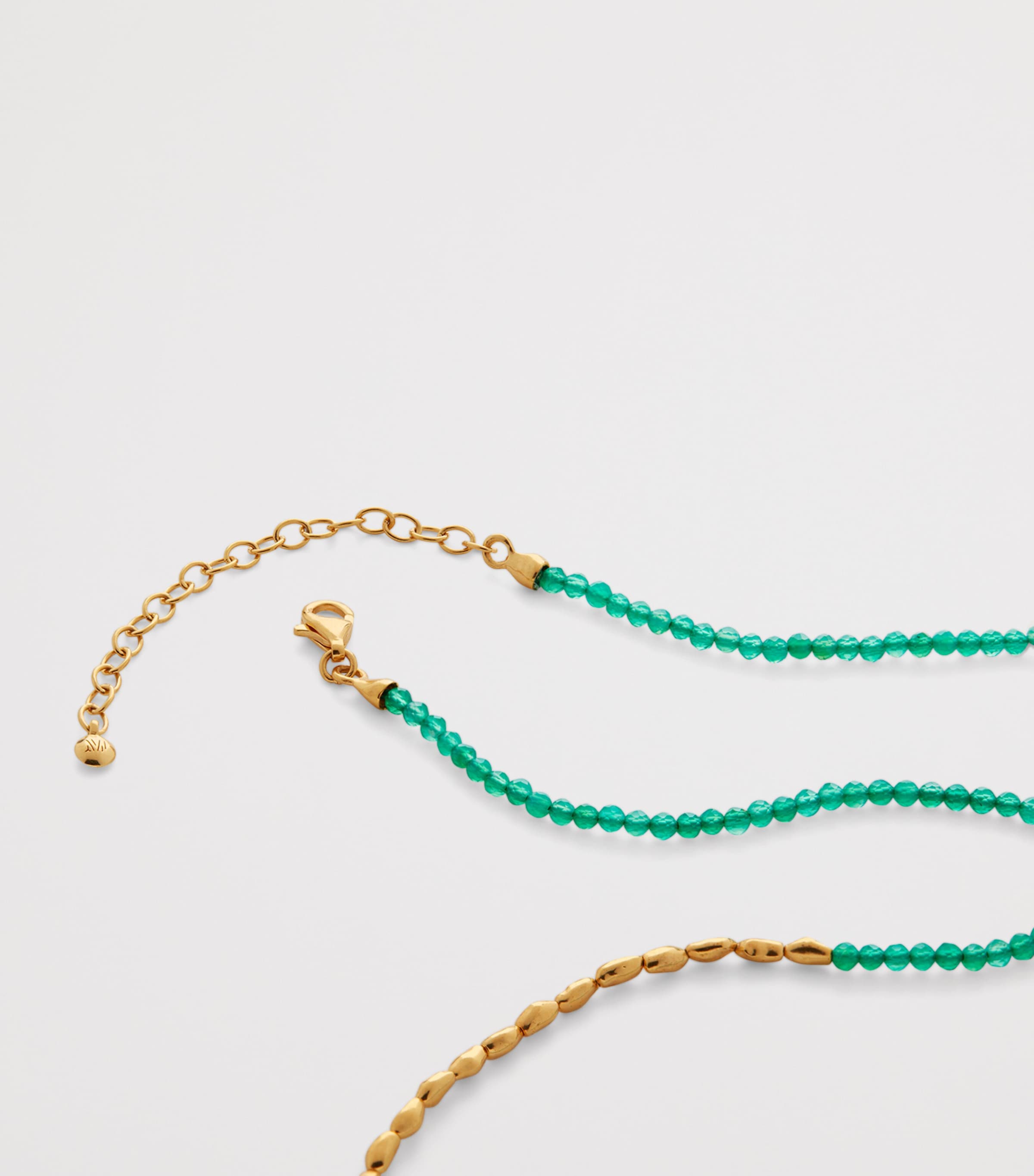 Gold Vermeil and Green Onyx Mini Nugget Gemstone Beaded Necklace 18K GOLD VERMEIL Image 3