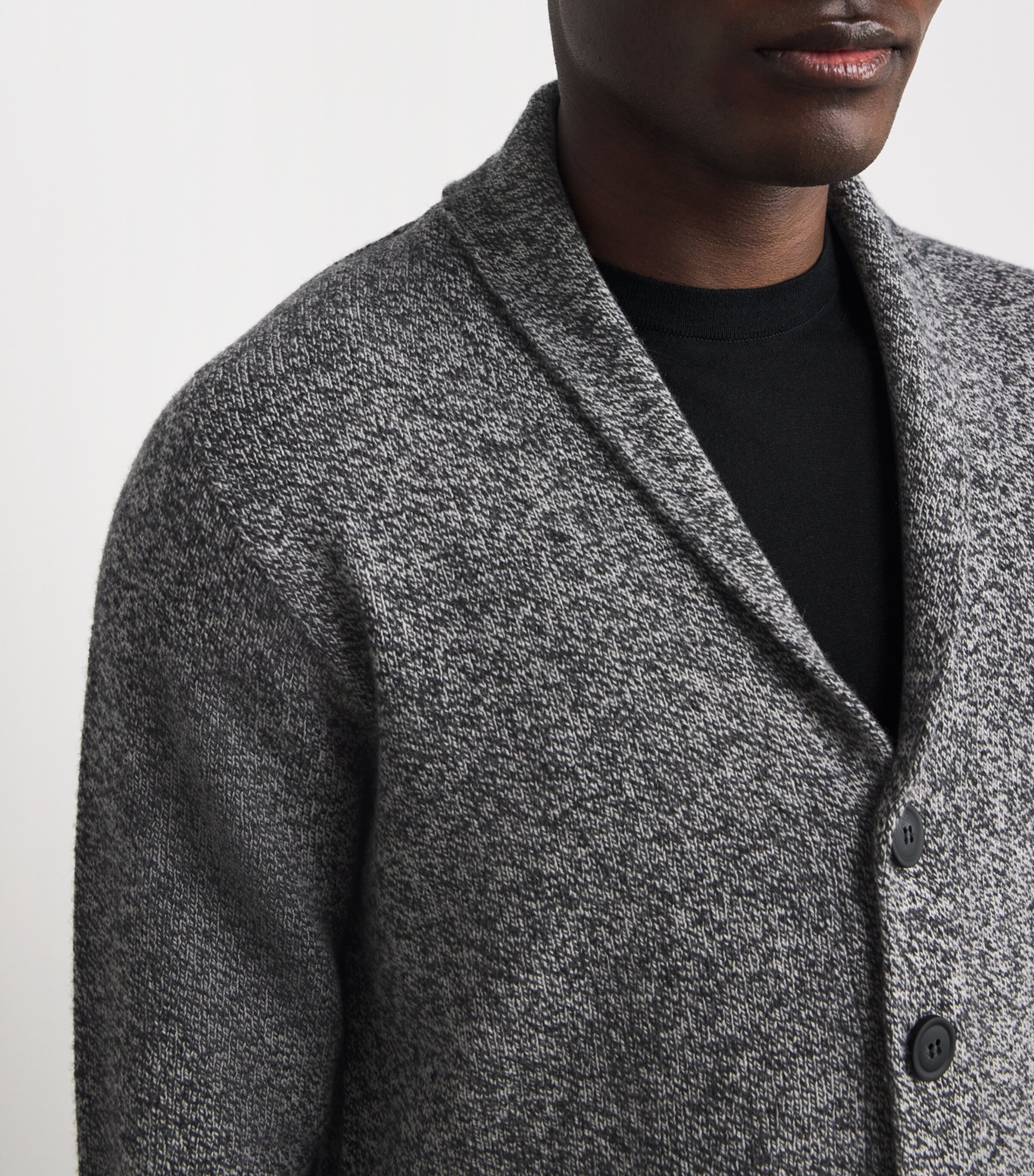 John Smedley Mens Eco Cashmere Shawl Collar Rockford Cardigan Monochrome Image 6