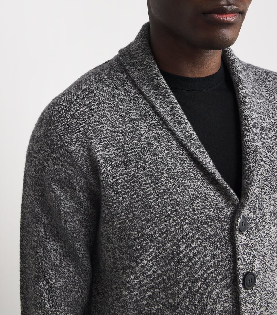 John Smedley Mens Eco Cashmere Shawl Collar Rockford Cardigan Monochrome Image 6