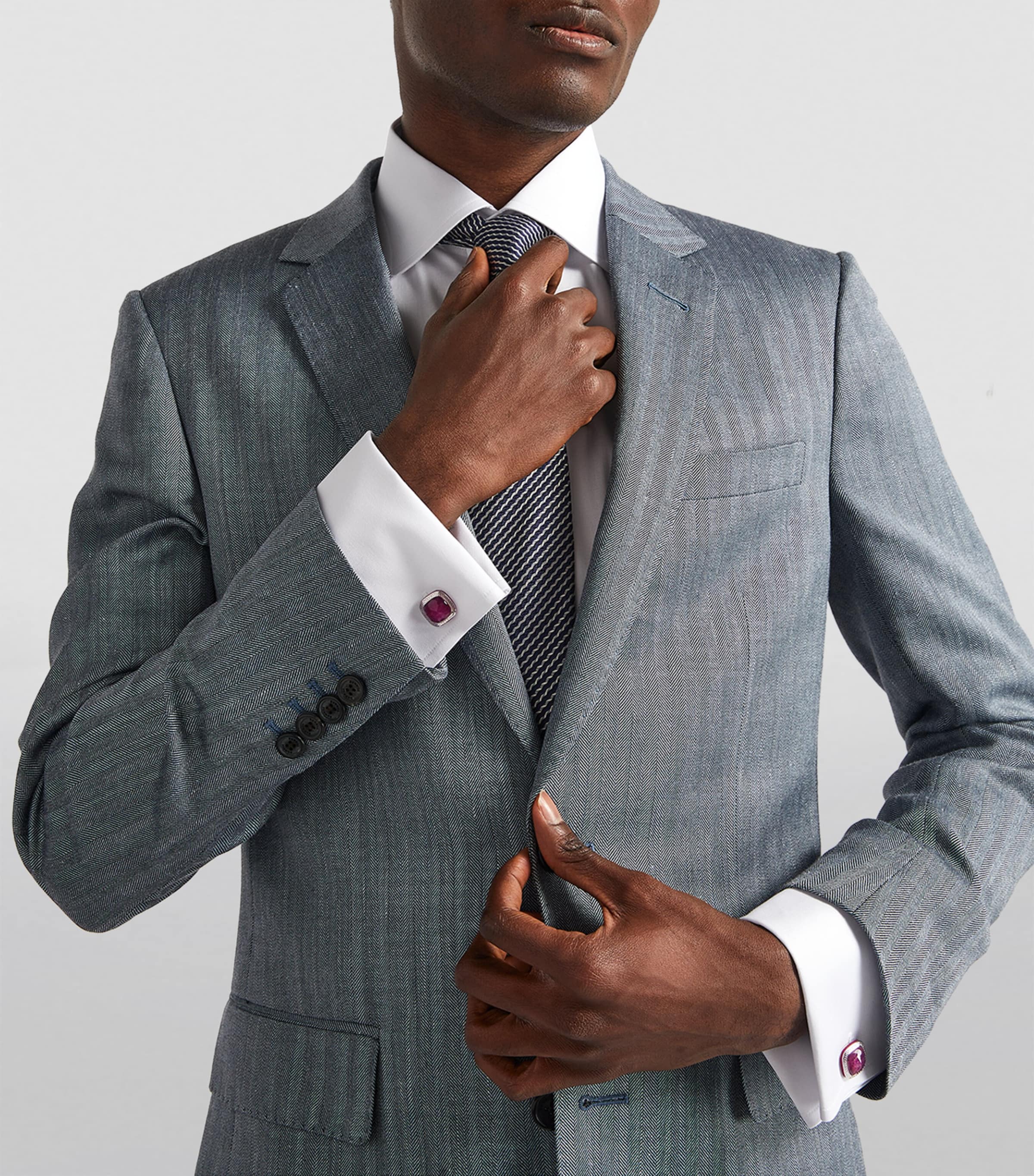 Sterling Silver and Ruby Square Cufflinks SILVER/ RED Image 5