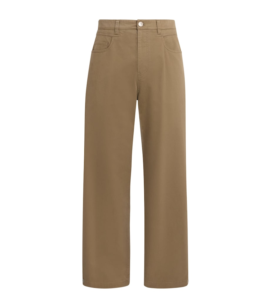 System Mens Cotton-Blend Side-Pleated Trousers Khaki Beige Image 1