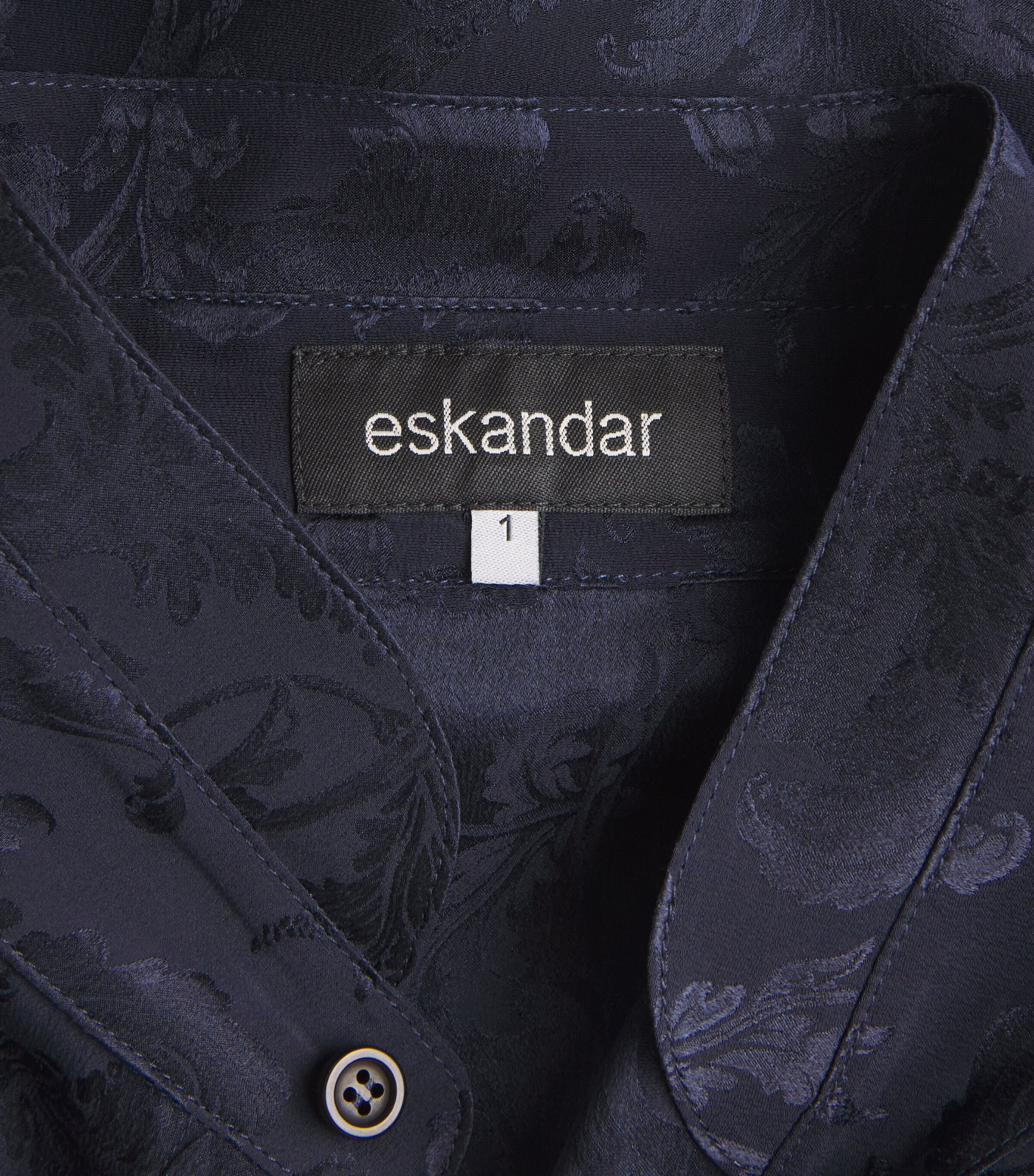 Eskandar Womens Silk Double-Stand Collar Shirt Navydark Image 6