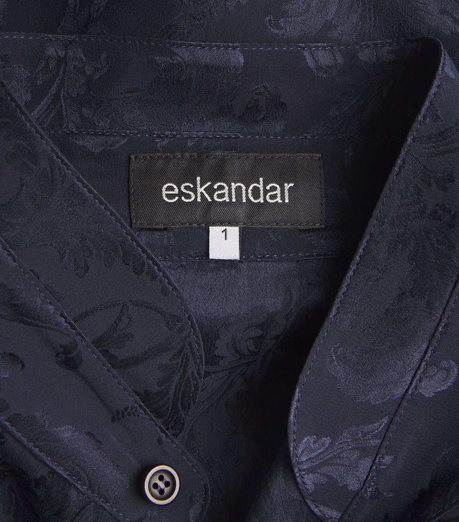 Eskandar Womens Silk Double-Stand Collar Shirt Navydark Image 6