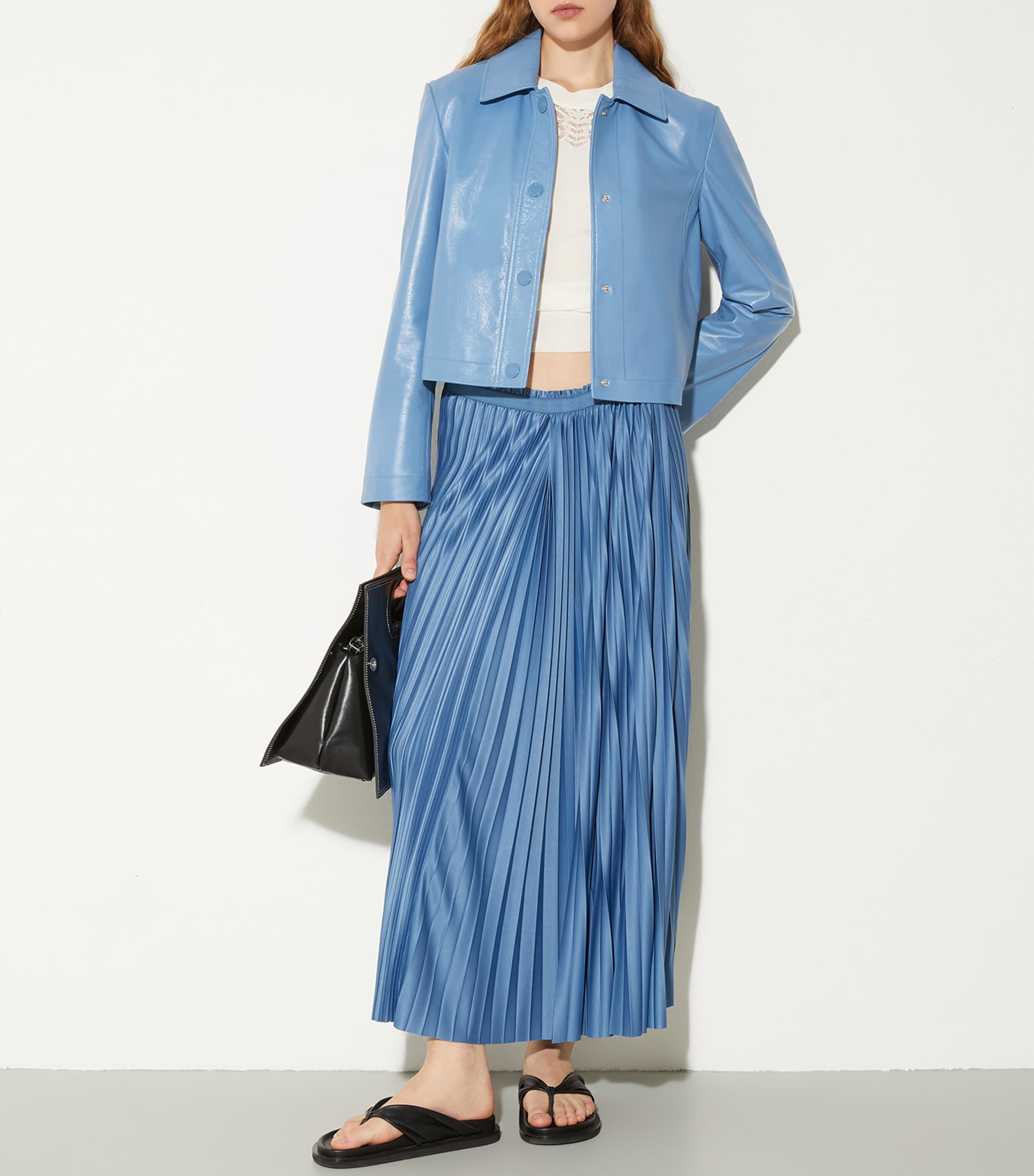 Jersey Pleated Maxi Skirt SKY BLUE Image 4