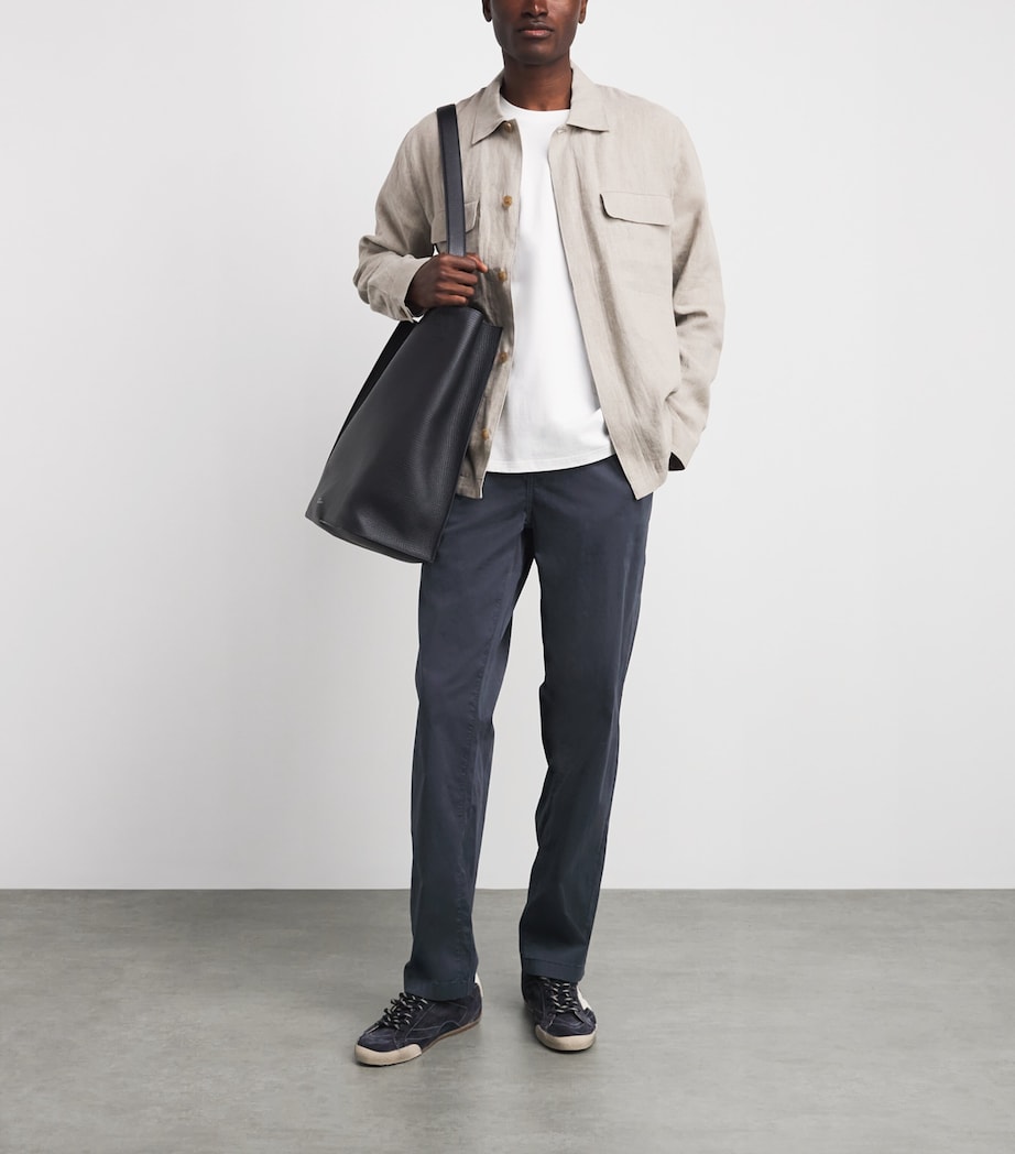PAIGE Mens Stretch-Cotton Eberton Wide-Leg Chinos True Navy Image 2