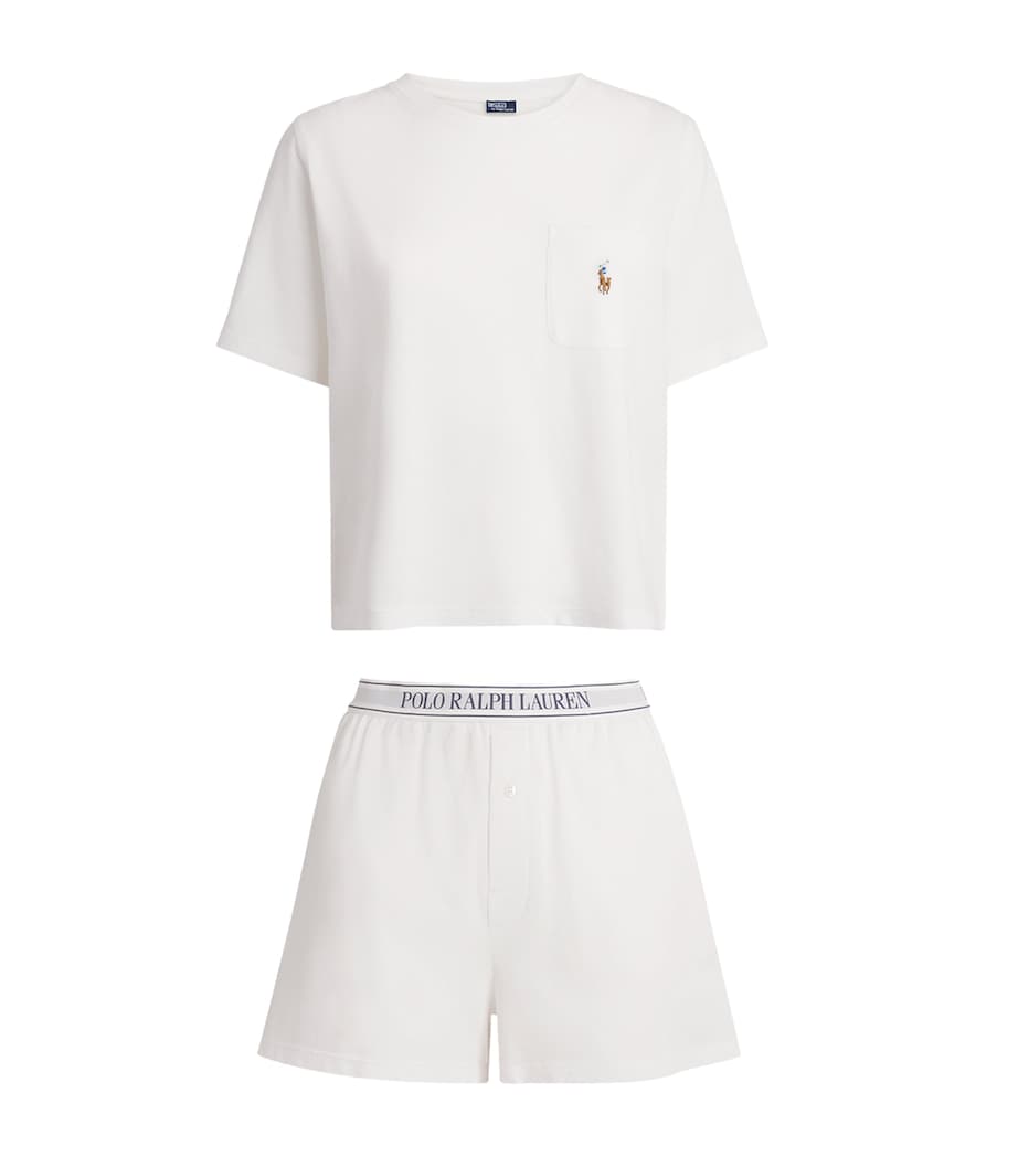 Polo Ralph Lauren Womens Cotton-Modal Short Pyjama Set White Cloud Image 1