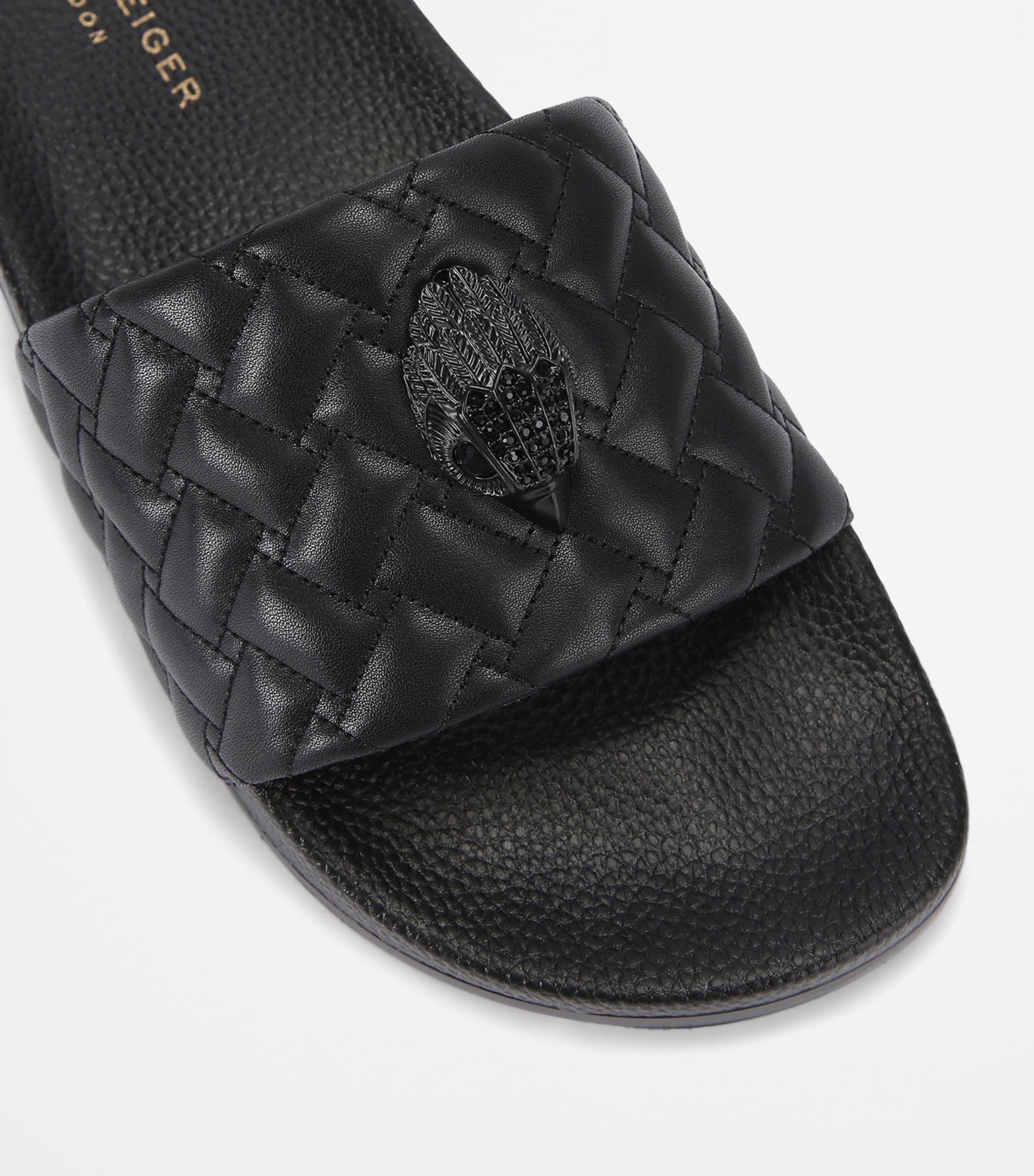Quilted Meena Eagle Slides BLACK Image 3