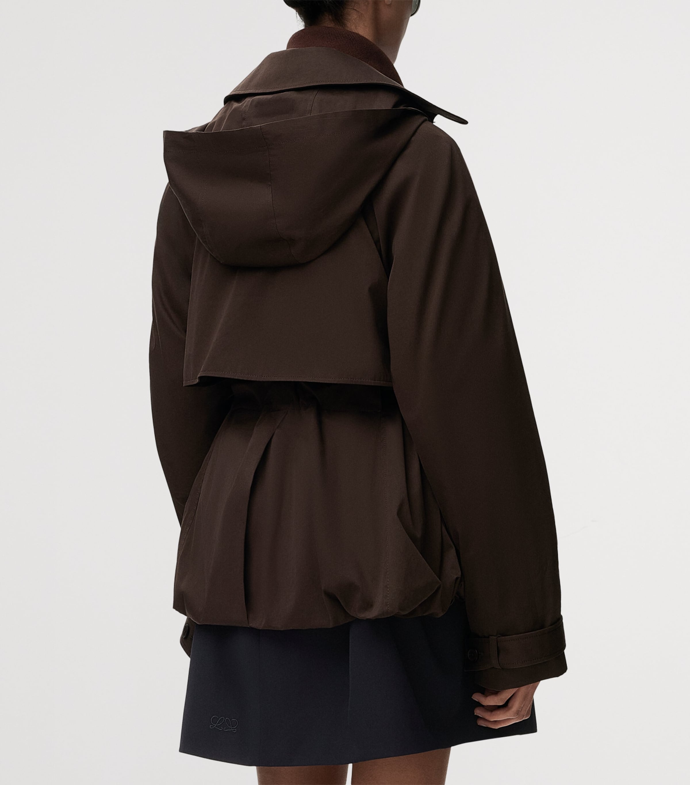 LOEWE Womens Cotton Belted Short Trench Coat Brown Image 4