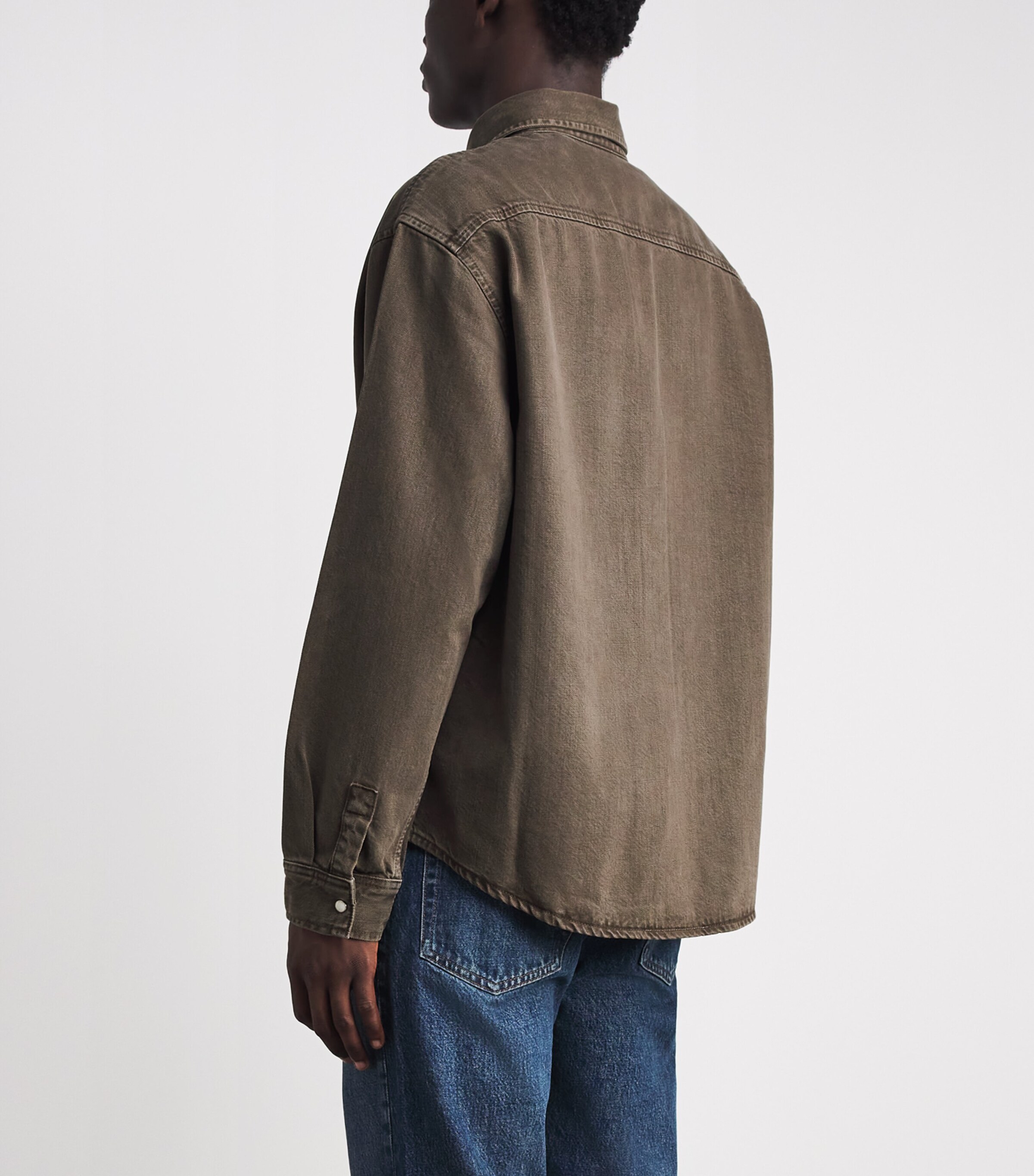 FRAME Mens Denim Overshirt Bsne Brownstone Image 5