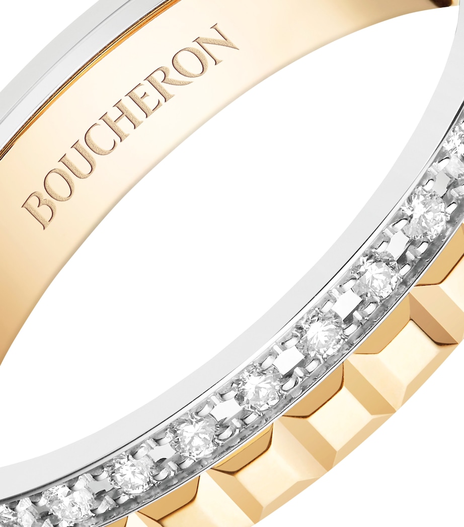 Yellow Gold, White Gold and Diamond Quatre Wedding Band GOLD Image 4