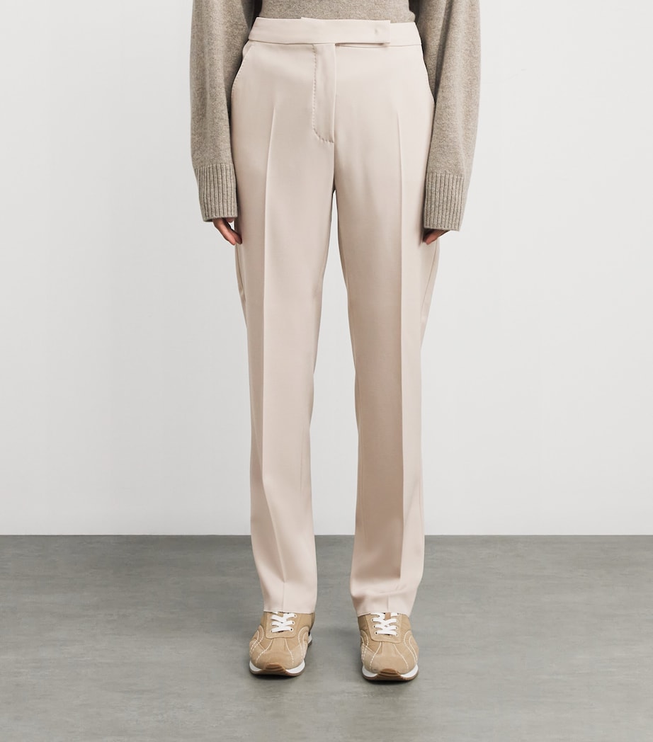 Virgin Wool Straight Tailored Trousers IVORY Image 3