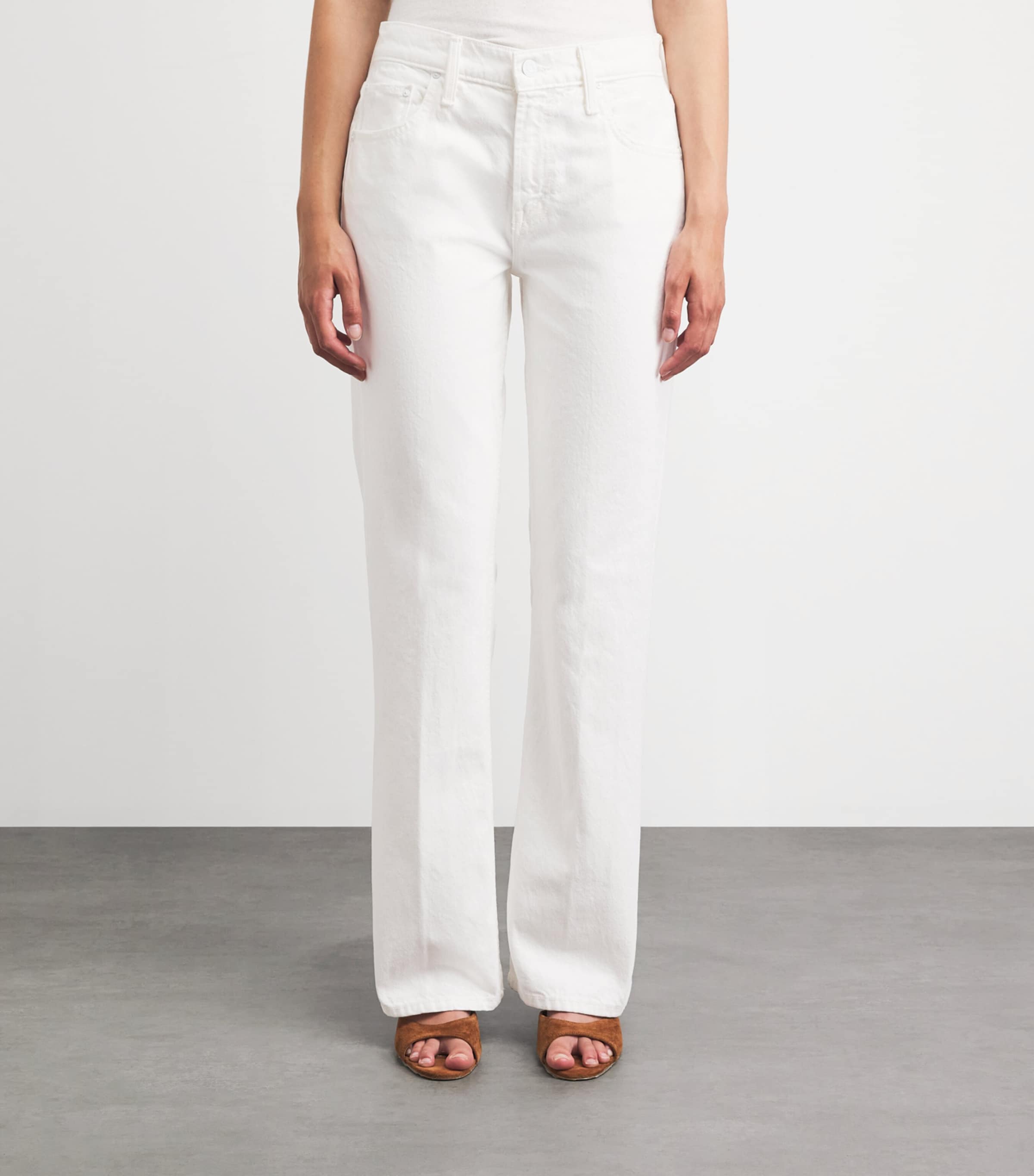 MOTHER Womens The Bookie Skimp Wide-Leg Jeans Picket Fence Image 4