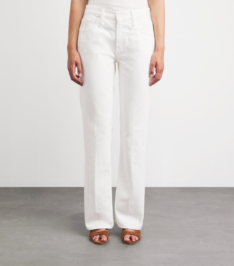 MOTHER Womens The Bookie Skimp Wide-Leg Jeans Picket Fence Image 4