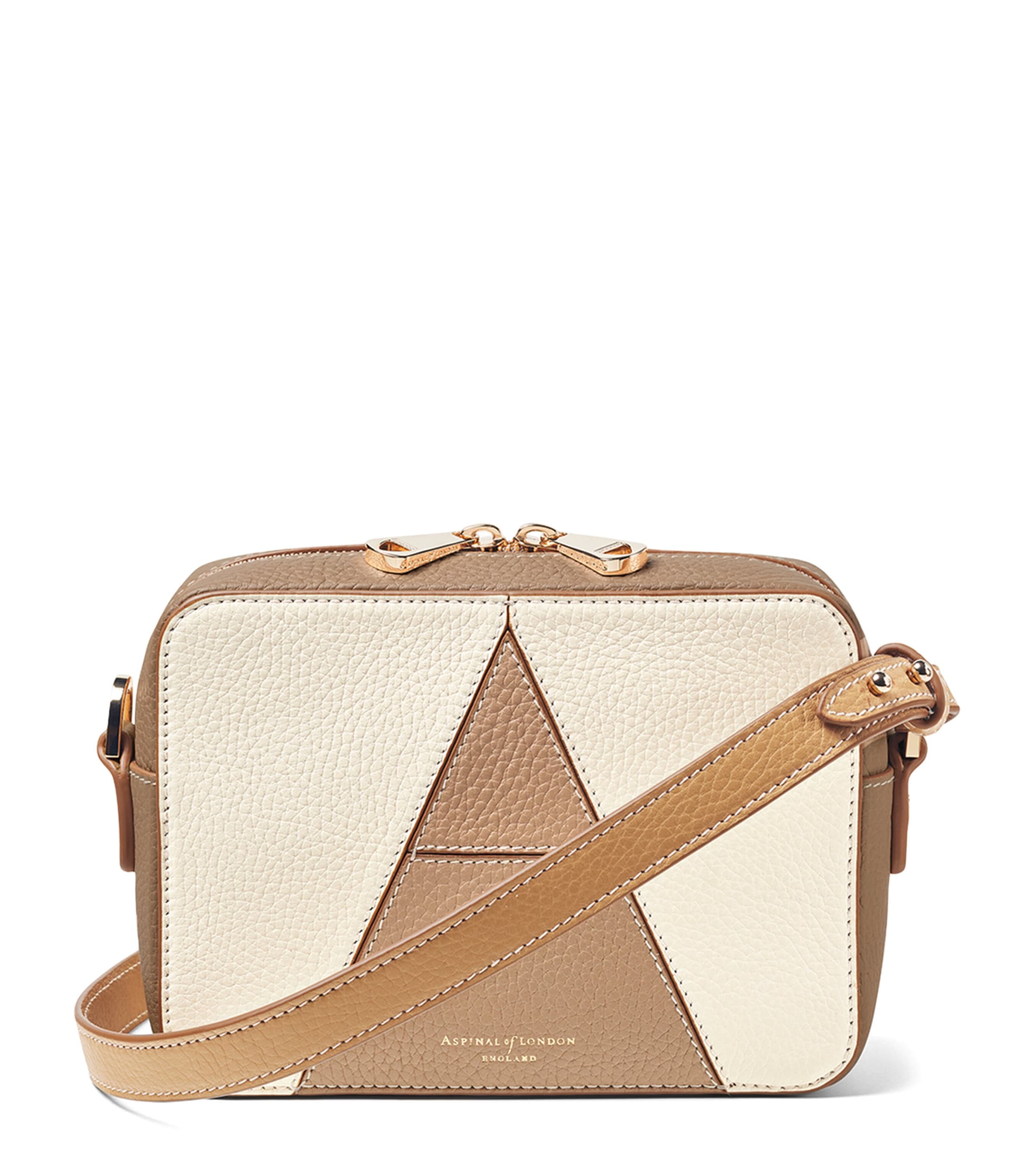 Shop Aspinal Of London Leather 'a' Camera Bag In Neutral