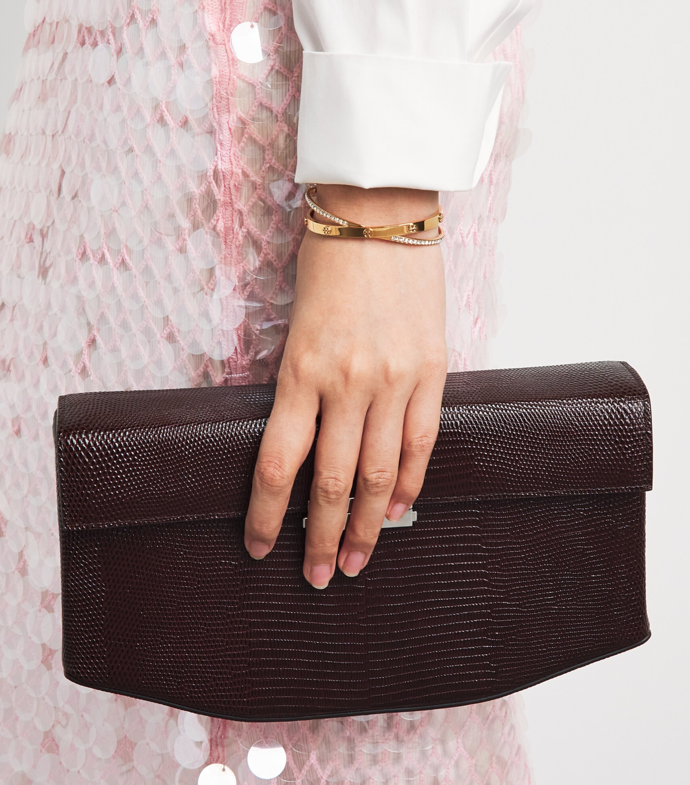 Tory Burch Gold-Plated Icon Pavé Double Bracelet Tory Gold / Crystal Image 4