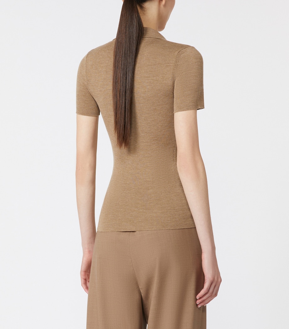 Virgin Wool Collared Top GOLD BEIGE BROWN Image 3