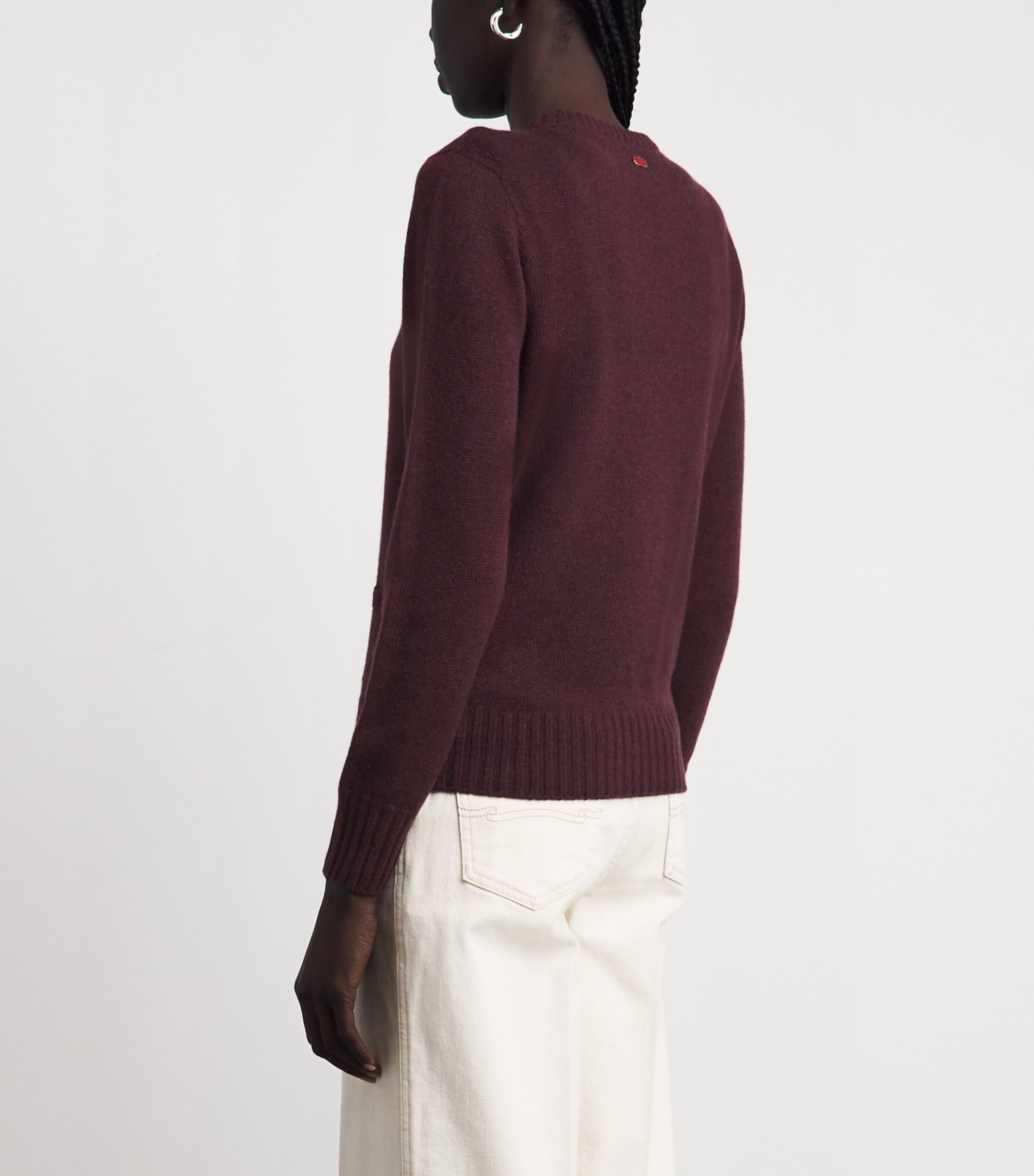Agnona Womens Cashmere Lipstick Sweater Burgundy Image 5