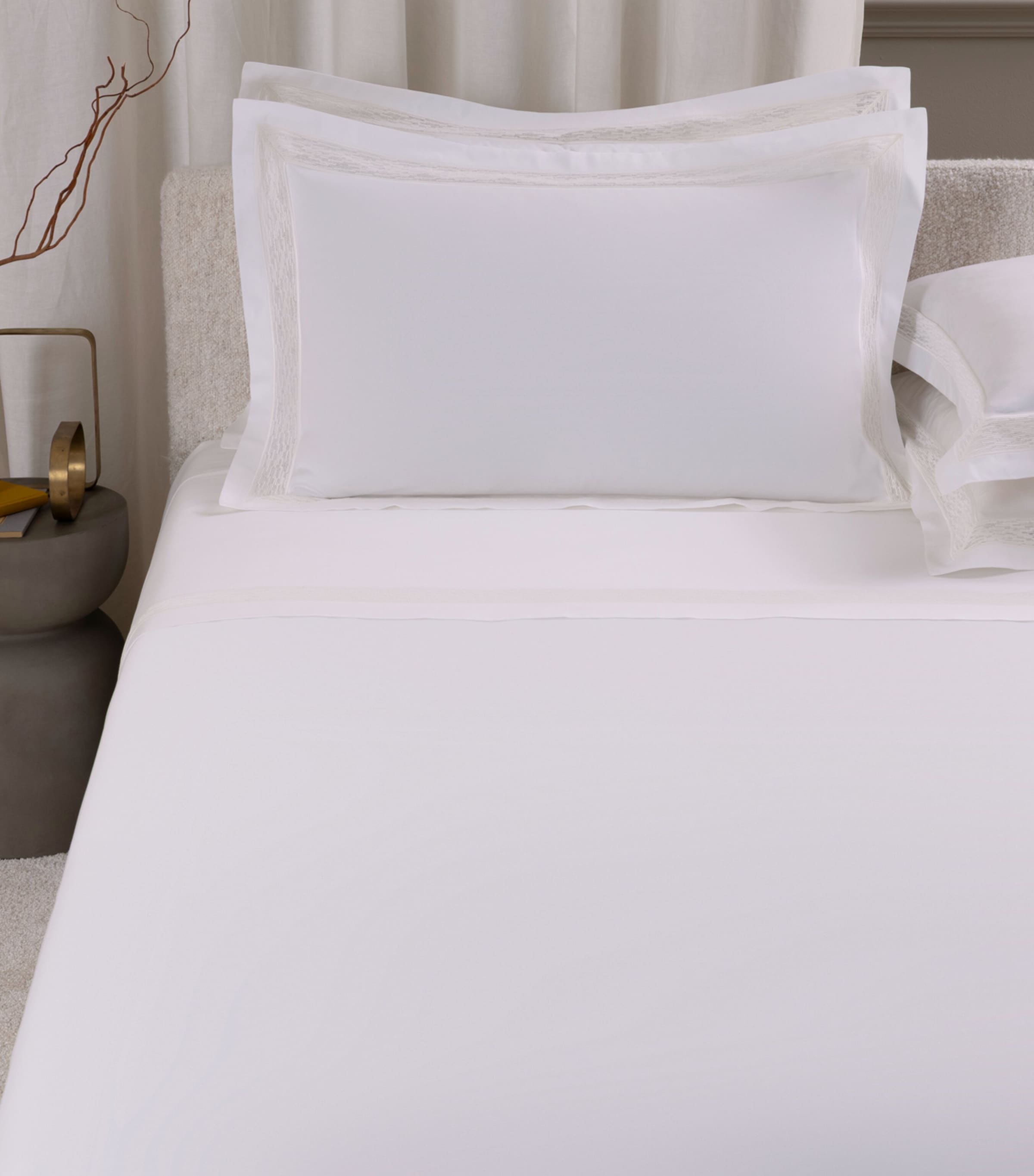 Frette Cotton Balance Lace King Flat Sheet Set (270cm x 320cm) Milk Image 3