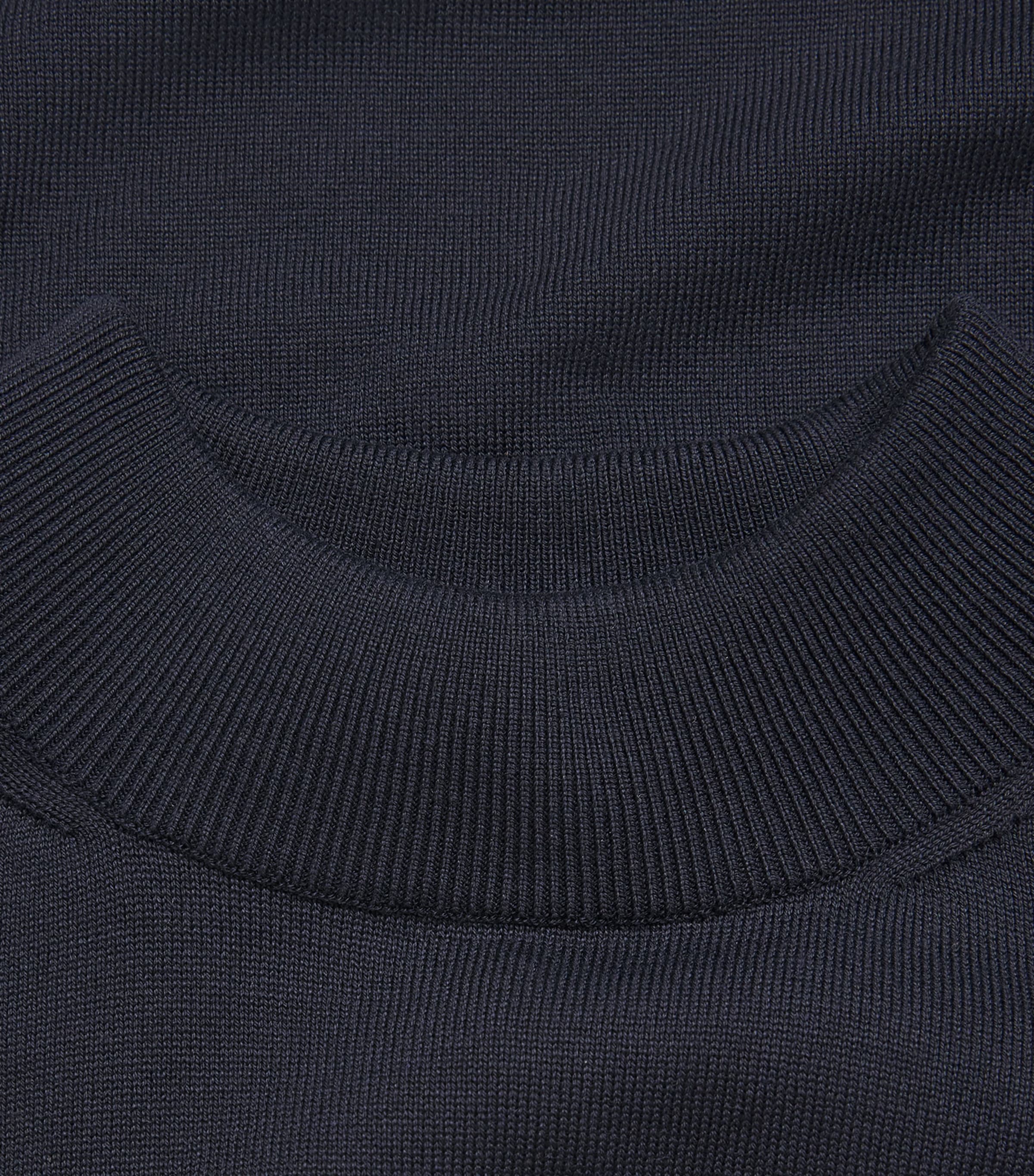 Falke Womens Silk-Cotton Mock-Neck Top Dark Navy Image 6