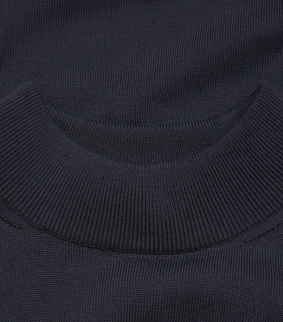Falke Womens Silk-Cotton Mock-Neck Top Dark Navy Image 6