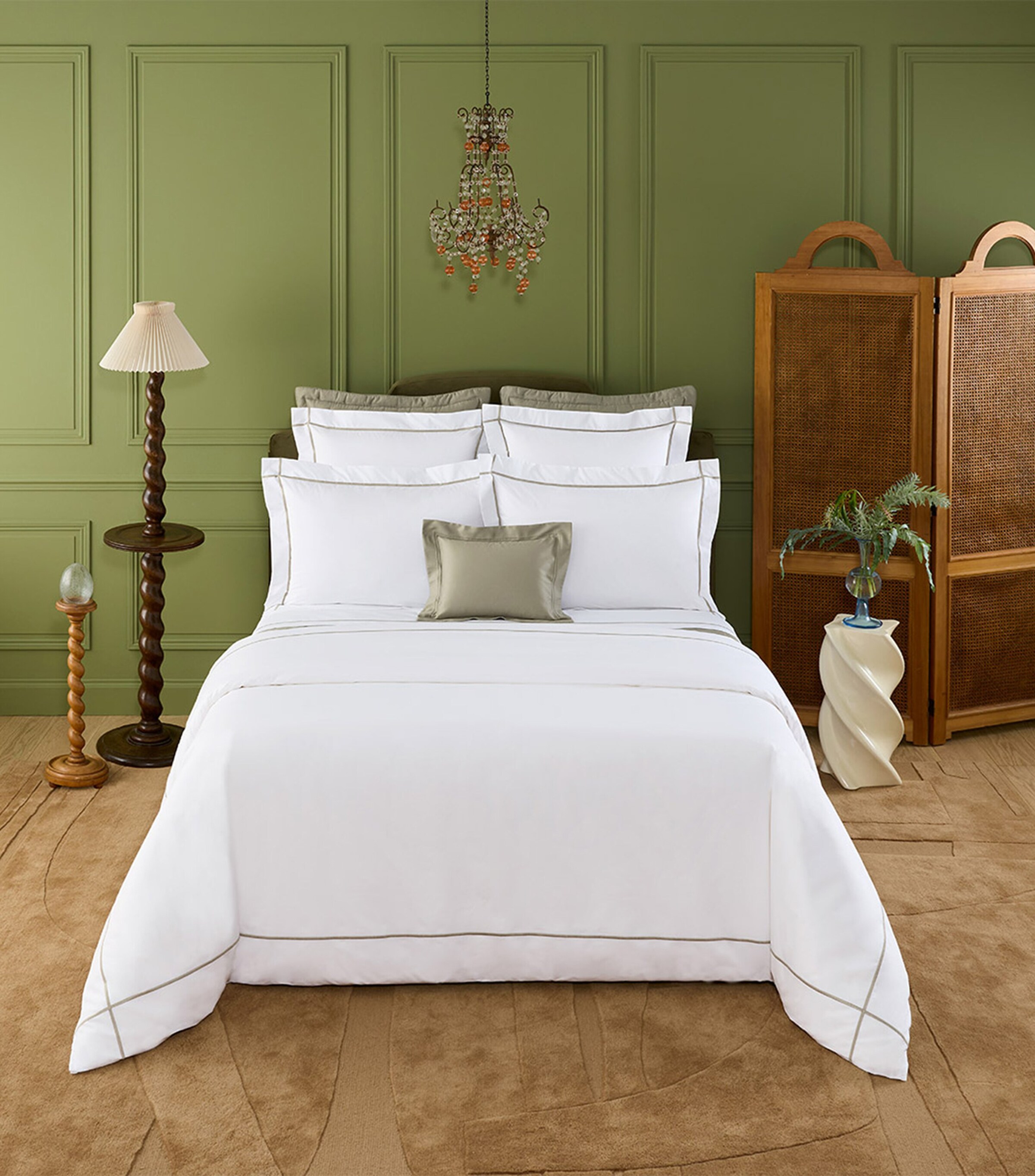 Yves Delorme Athena Standard Oxford Pillowcase (50cm x 75cm) Kaki Image 2