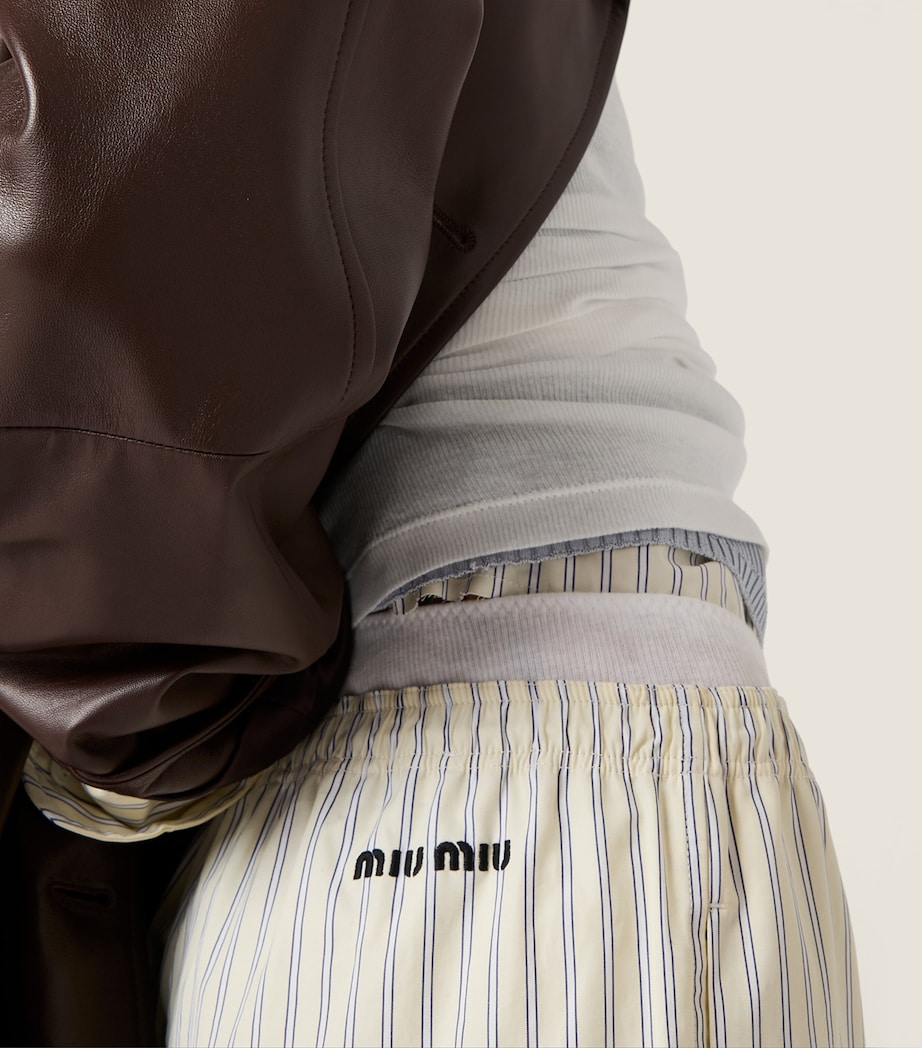 Miu Miu Womens Cotton Stripe Wide-Leg Trousers Image 4