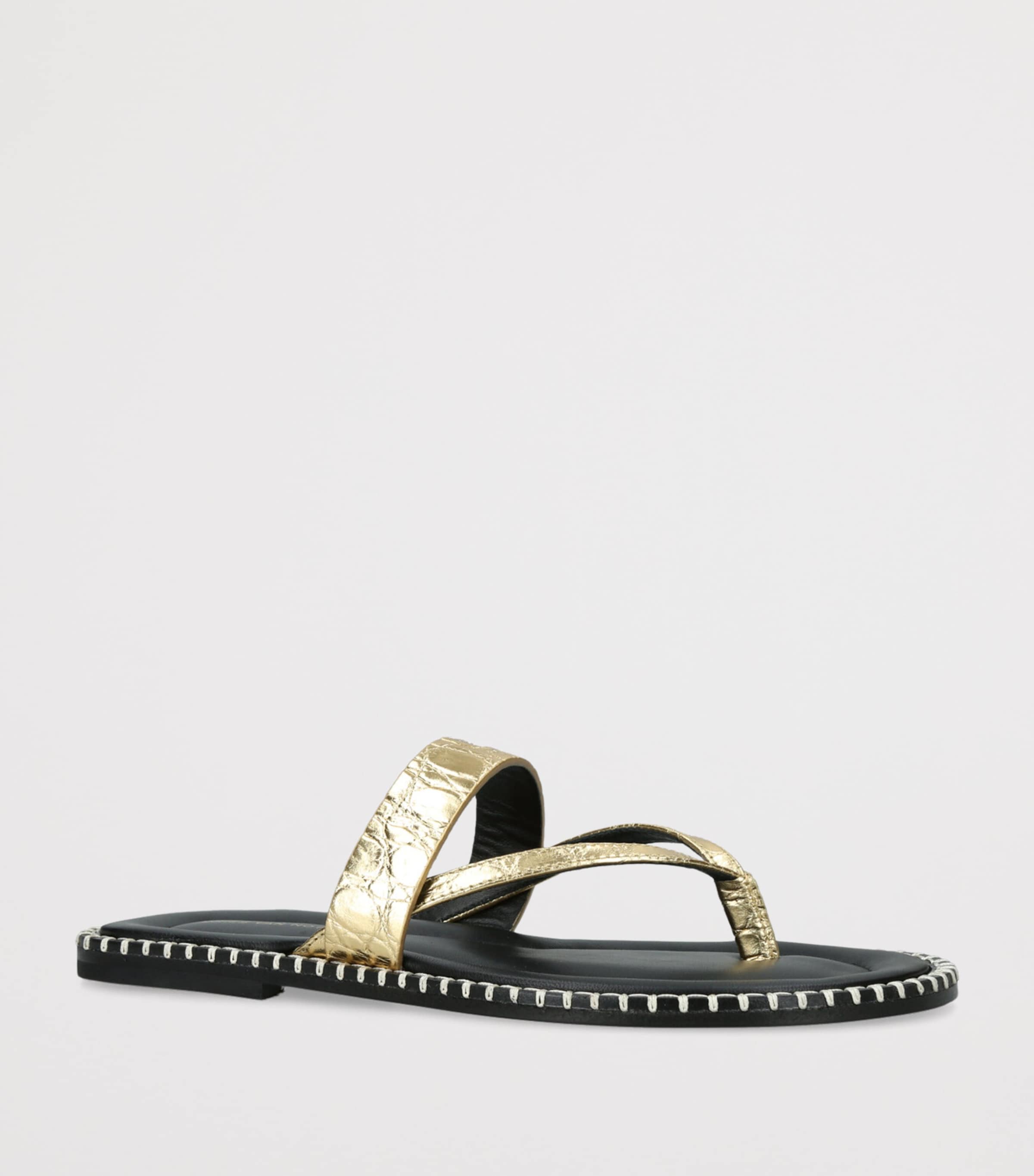 DRIES VAN NOTEN Calfskin Contrast Sandals Gold Image 3