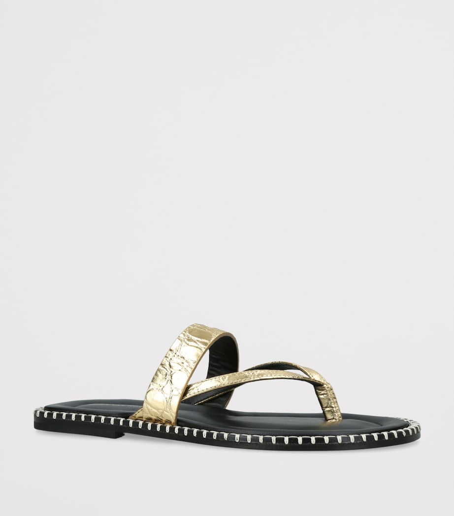 DRIES VAN NOTEN Calfskin Contrast Sandals Gold Image 3