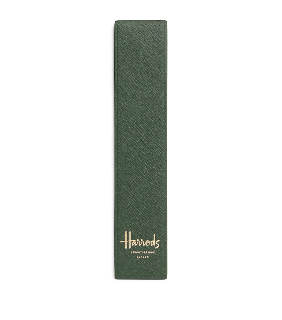 Leather Embossed-Logo Bookmark HARRODS GREEN Image 1