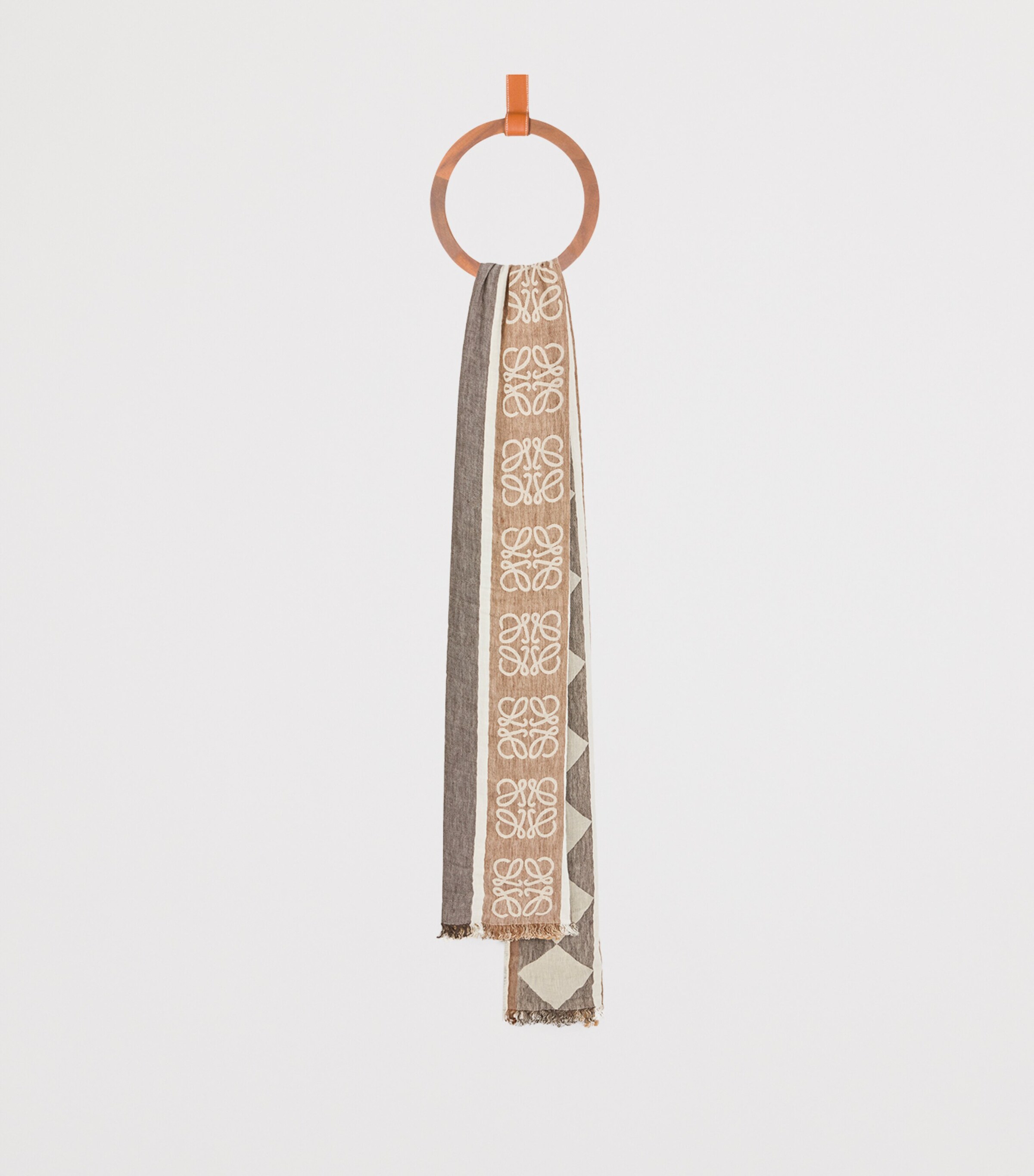 LOEWE x Paula's Ibiza Linen-Cotton Scarf Light/dark Beige Image 3