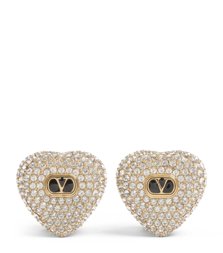 Crystal Heart VLogo Clip-On Earrings RG5 Image 1