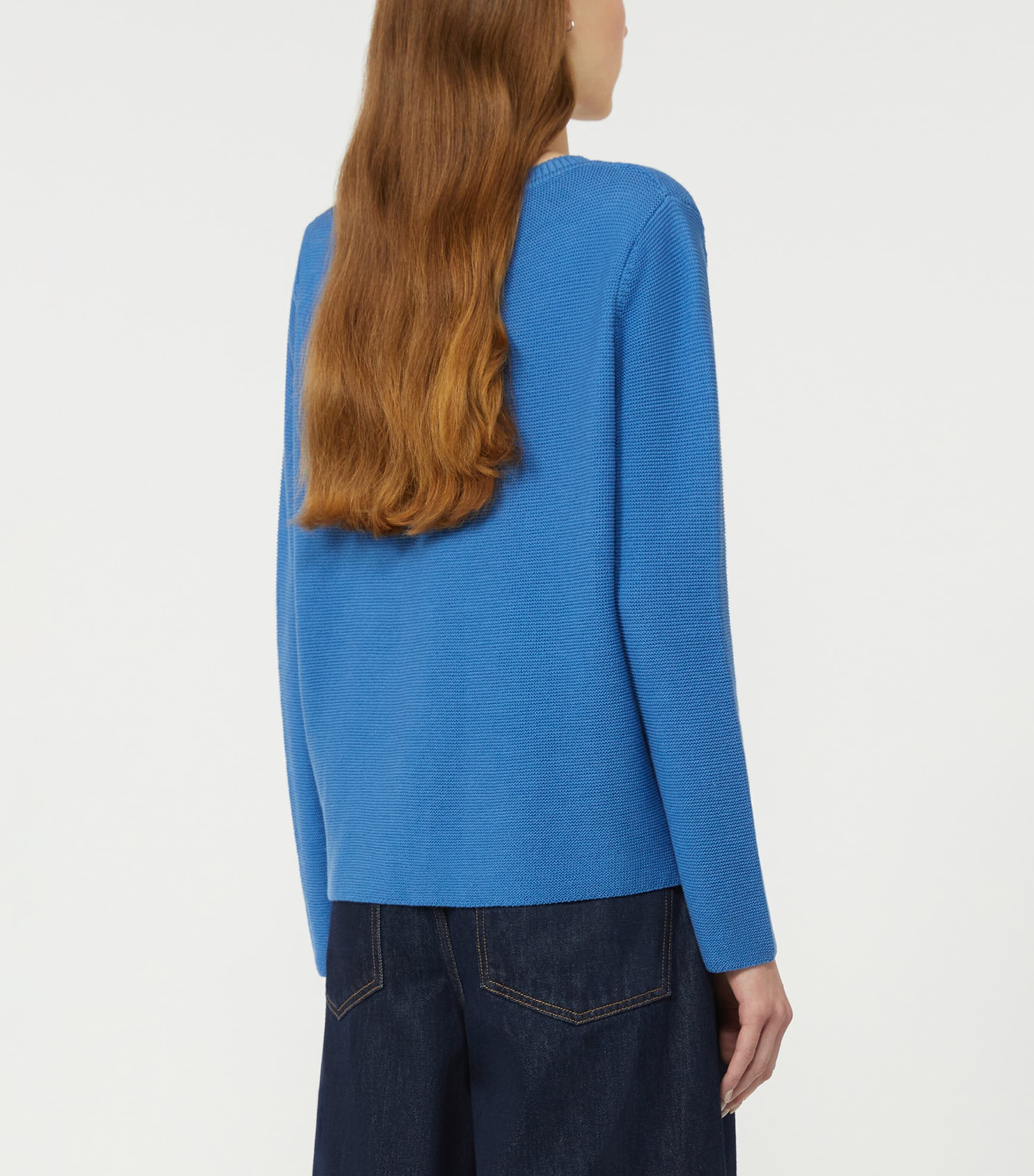 Weekend Max Mara Womens Cotton V-Neck Sweater Cornflower Blue Image 3