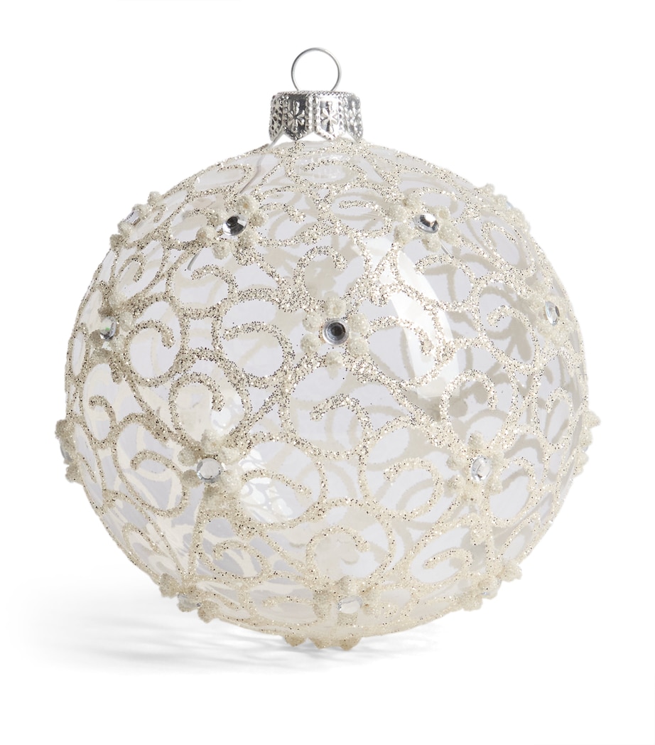 Harrods Glitter Swirl Bauble Clear Glass Image 1