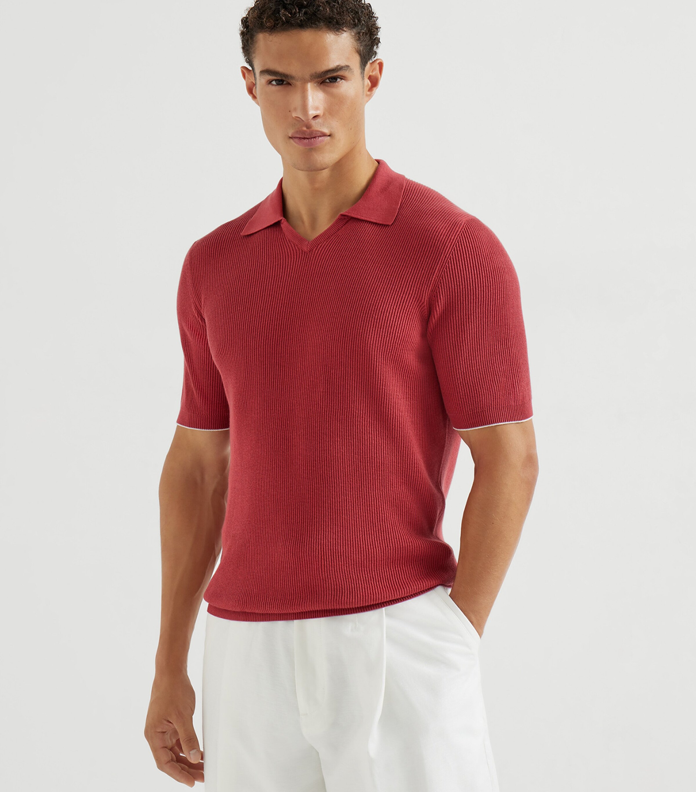 Brunello Cucinelli Mens Cotton Polo Sweater Image 2