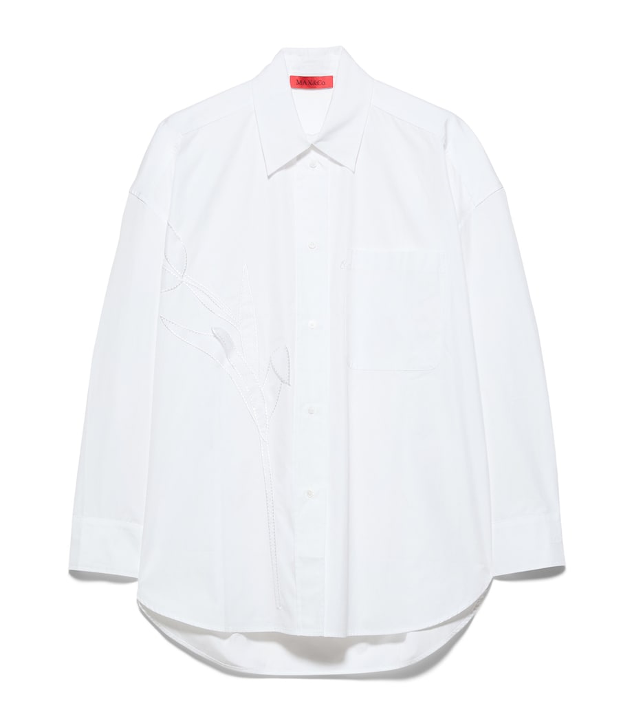 MAX&Co. Womens Cotton Embellished Shirt Optical White Image 1